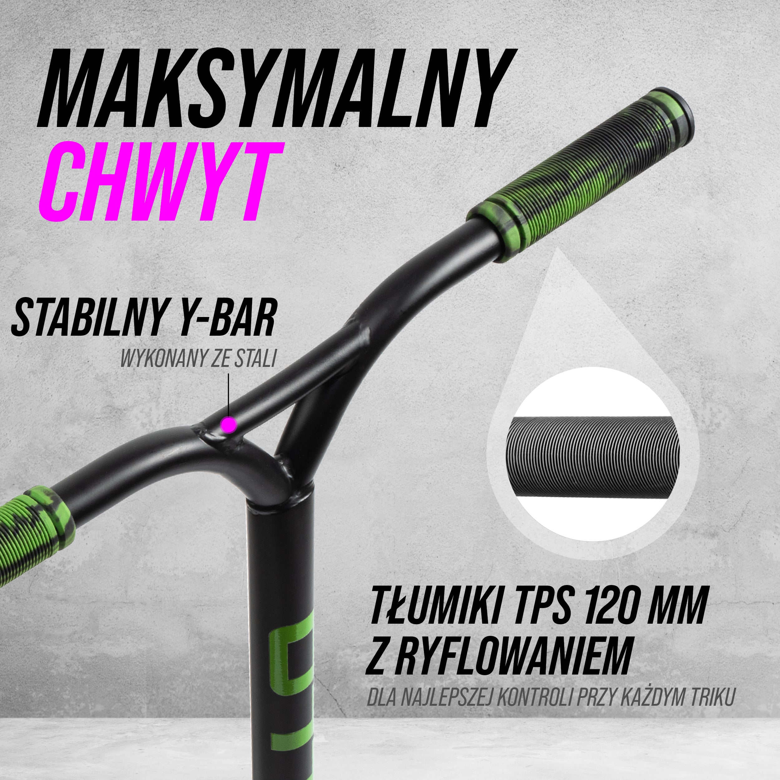 Apollo - Hulajnoga stunt „Hawk” – freestyle kickscooter dla dzieci i dorosłych - Czarny Zielony