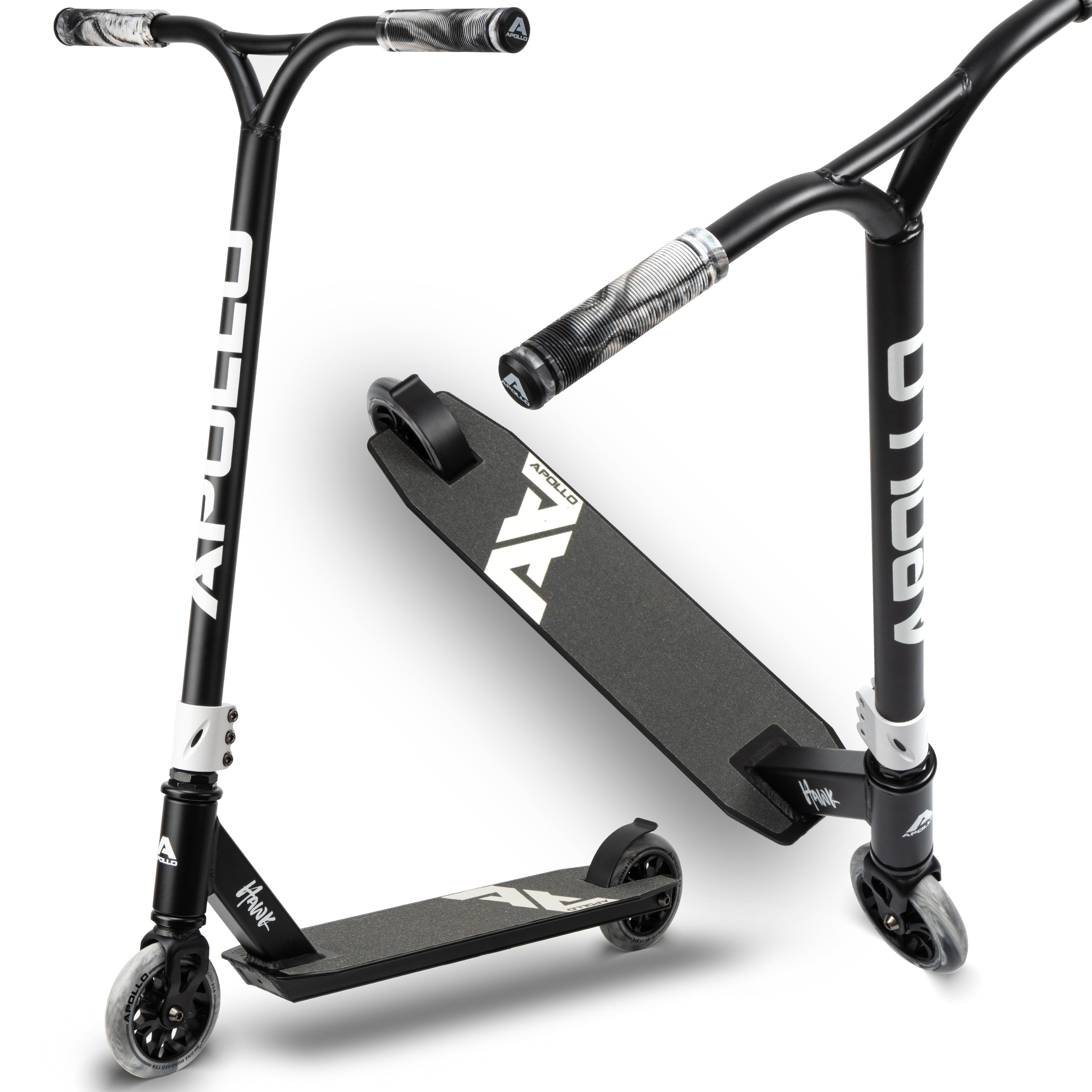 Apollo - Hulajnoga stunt „Hawk” – freestyle kickscooter dla dzieci i dorosłych - Czarny Biały