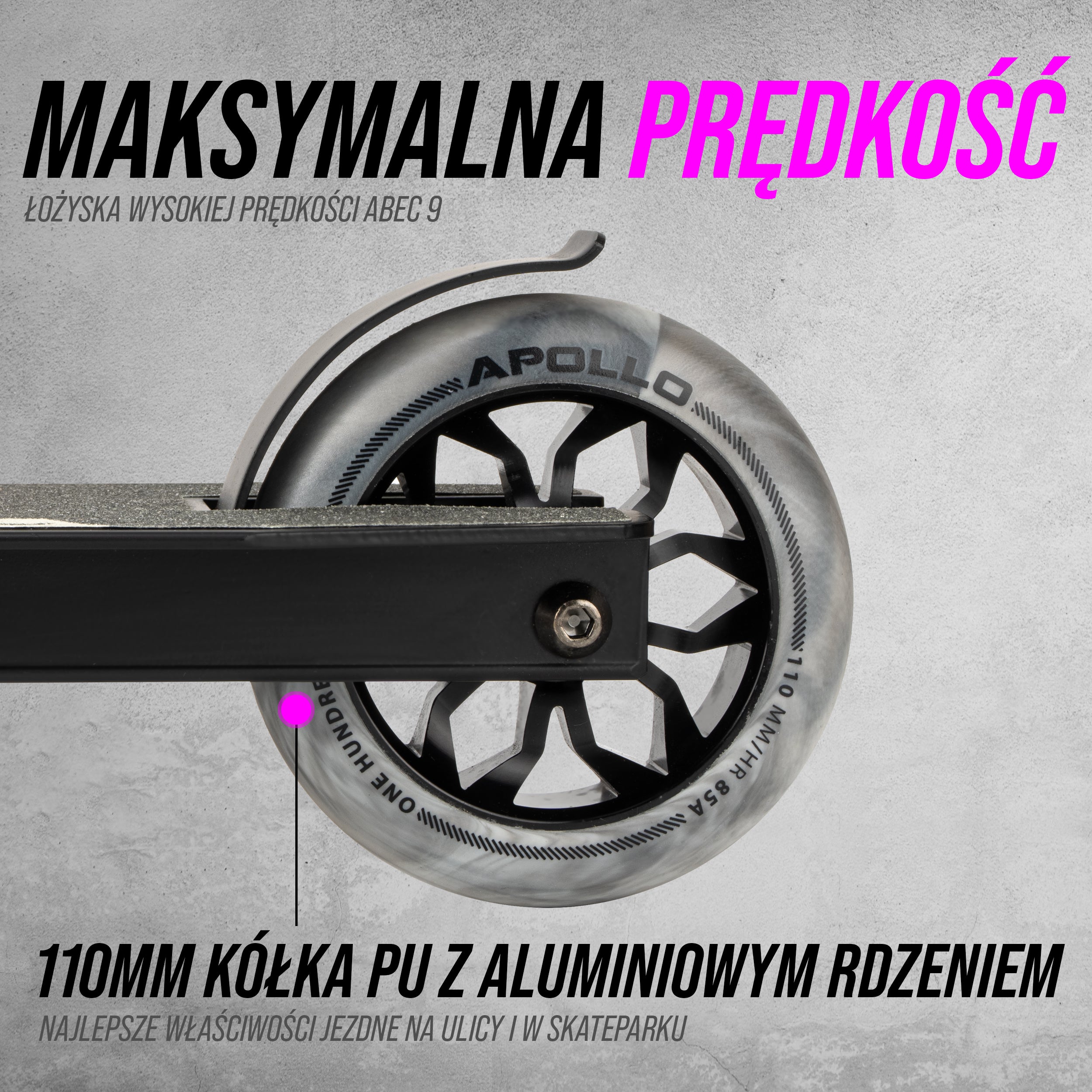 Apollo - Hulajnoga stunt „Hawk” – freestyle kickscooter dla dzieci i dorosłych - Czarny Biały