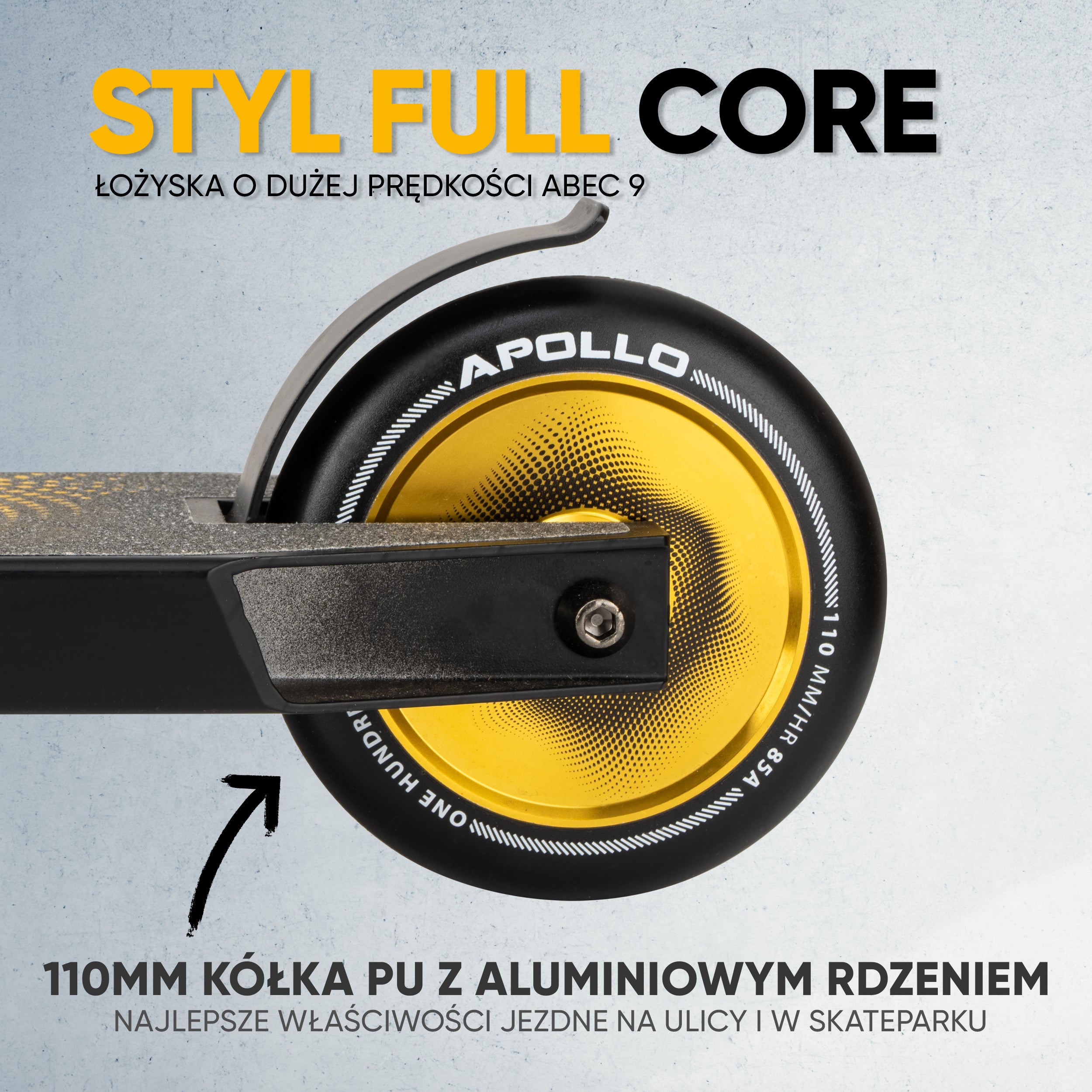 Apollo - Hulajnoga stunt „Eagle” – anodowany profesjonalny stunt roller z łożyskami ABEC 9 - Czarny Złoty