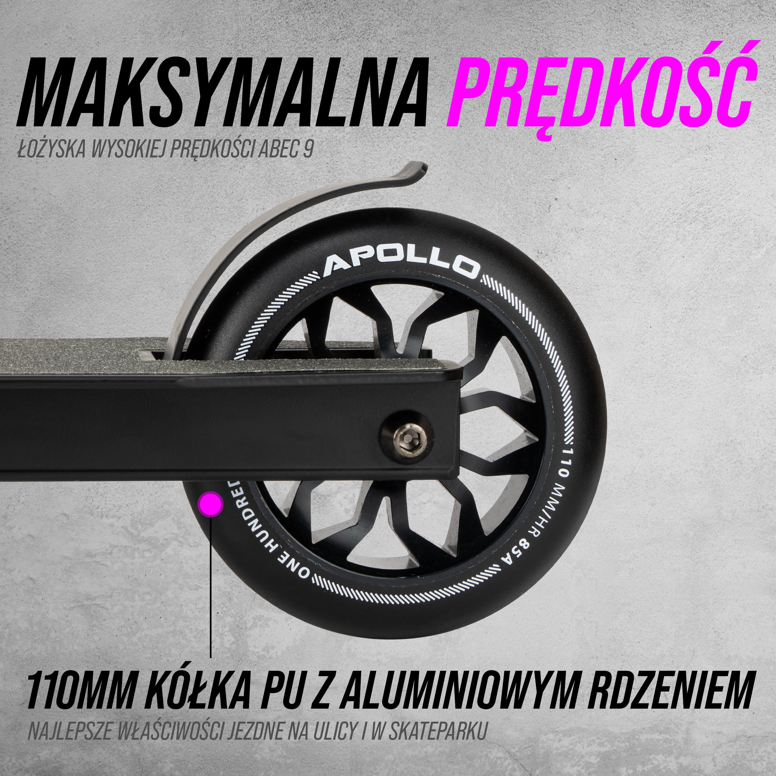 Apollo - Hulajnoga stunt „Hawk” – freestyle kickscooter dla dzieci i dorosłych - Czarny