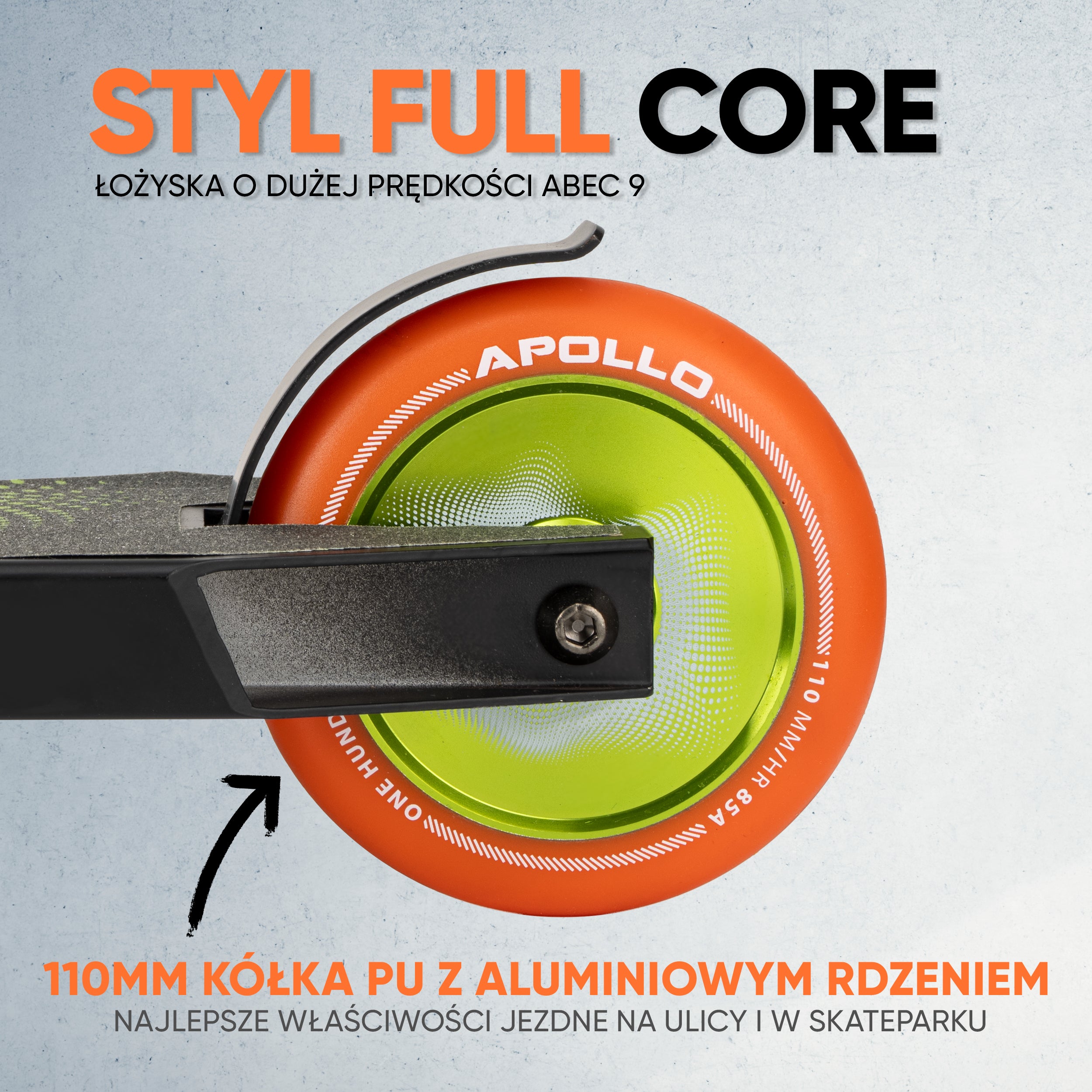 Apollo - Hulajnoga stunt „Eagle” – anodowany profesjonalny stunt roller z łożyskami ABEC 9 - Czarny Zielony Pomarańczowy