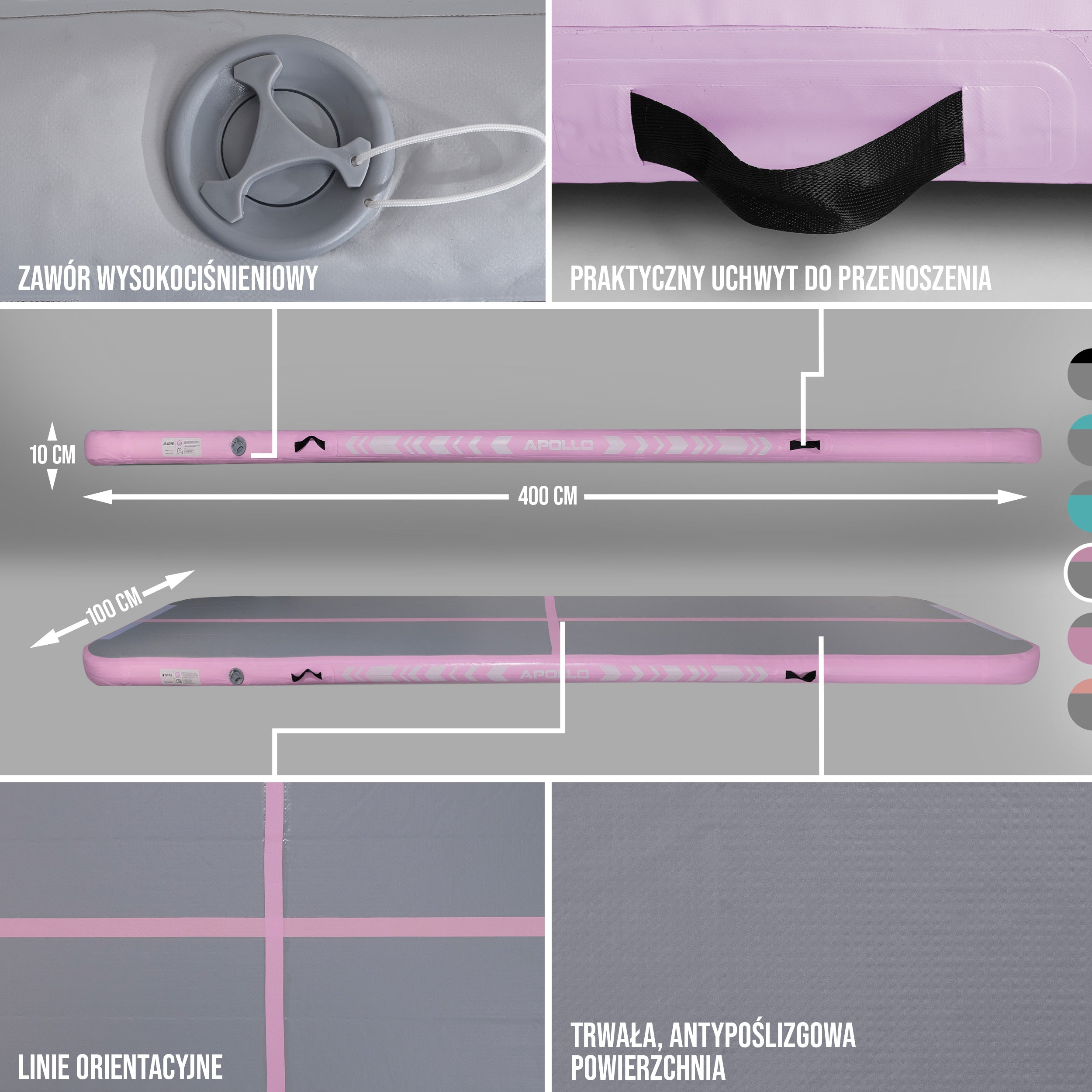 Apollo Funsport PL - Air Mat Pro - Mata powietrzna - Różowy 400x100x10