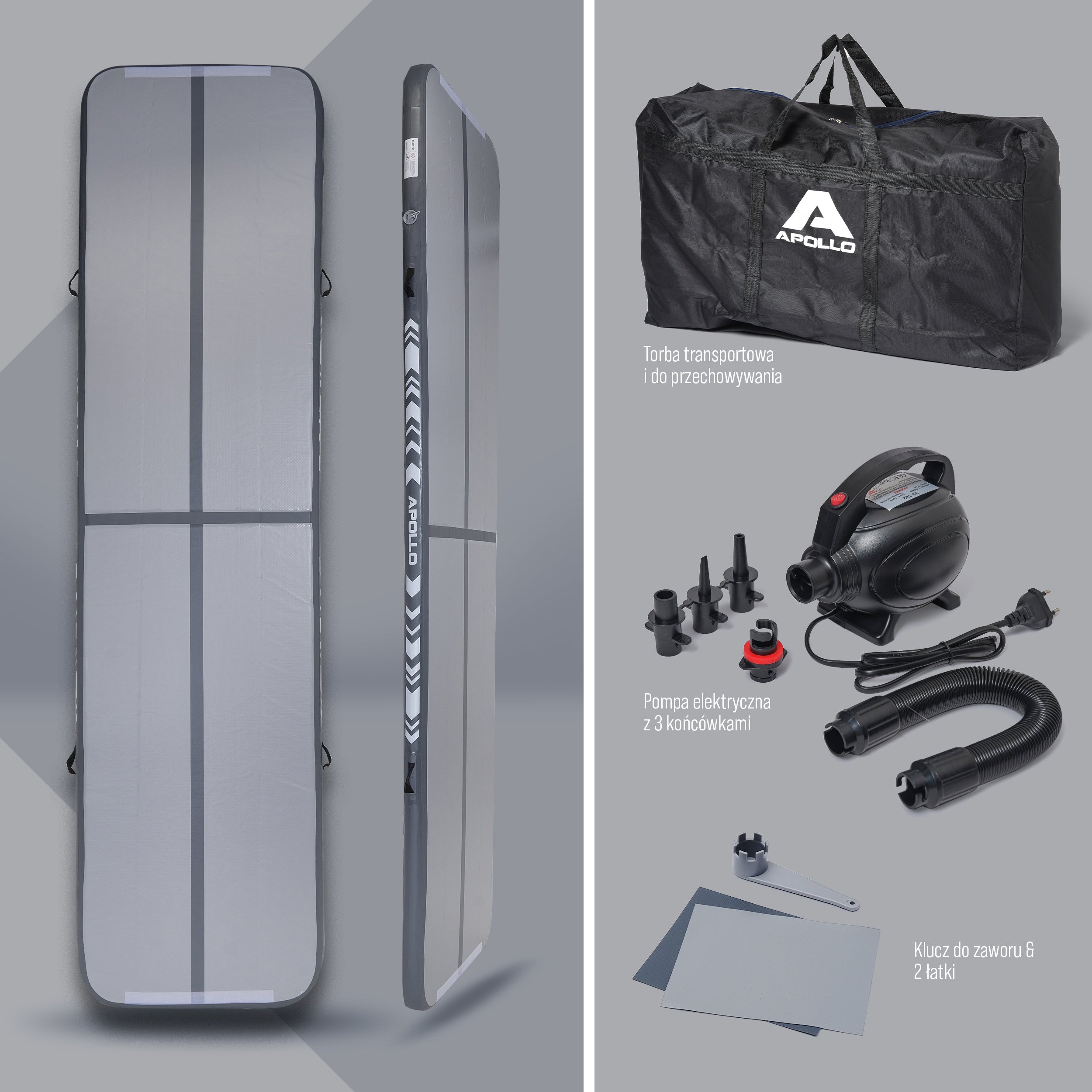 Apollo Funsport PL - Air Mat Pro - Mata powietrzna - Szary 400x100x10