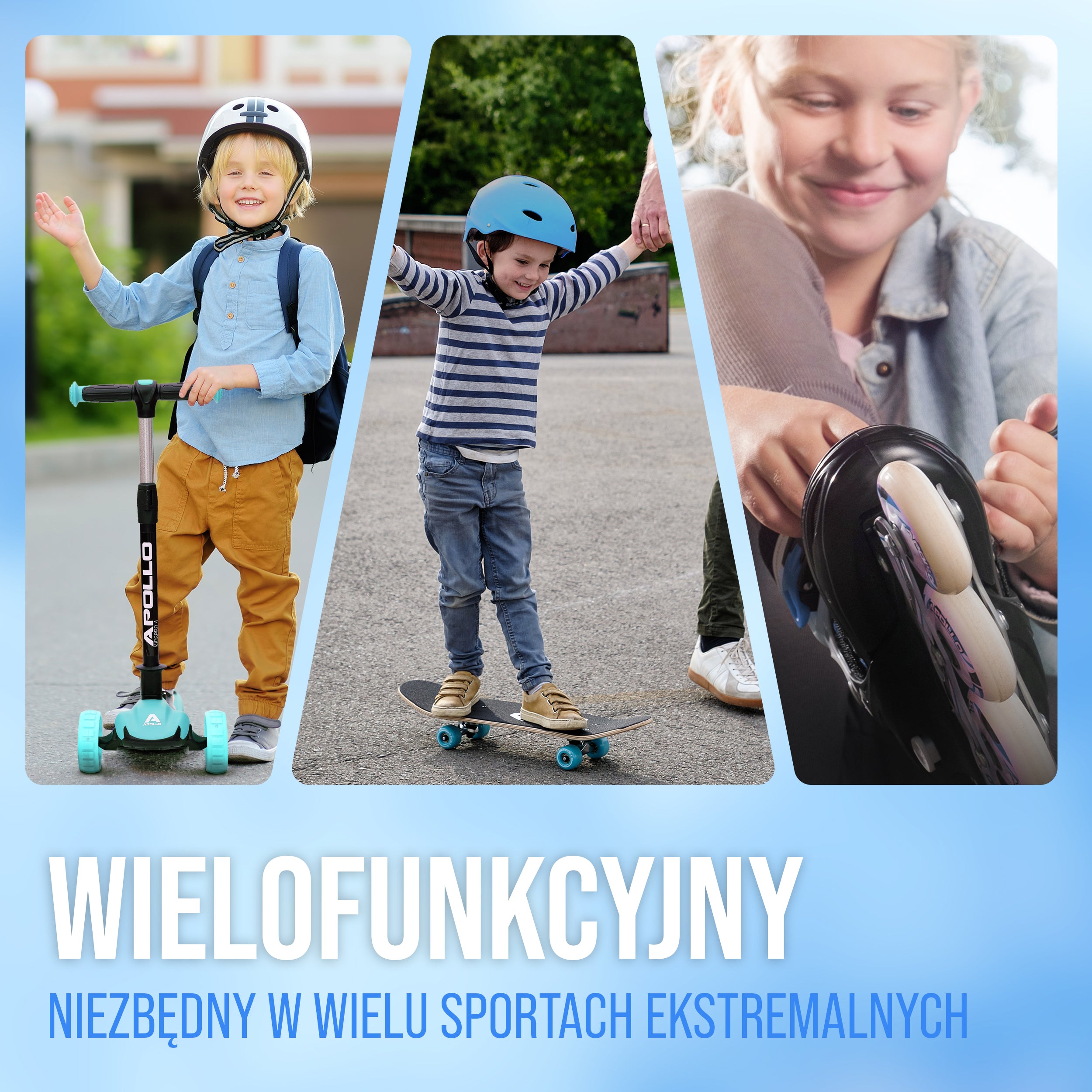 Apollo Funsport PL - Apollo zestaw ochraniaczy dla dzieci, ochraniacze na kolana i łokcie - Czarny Biały