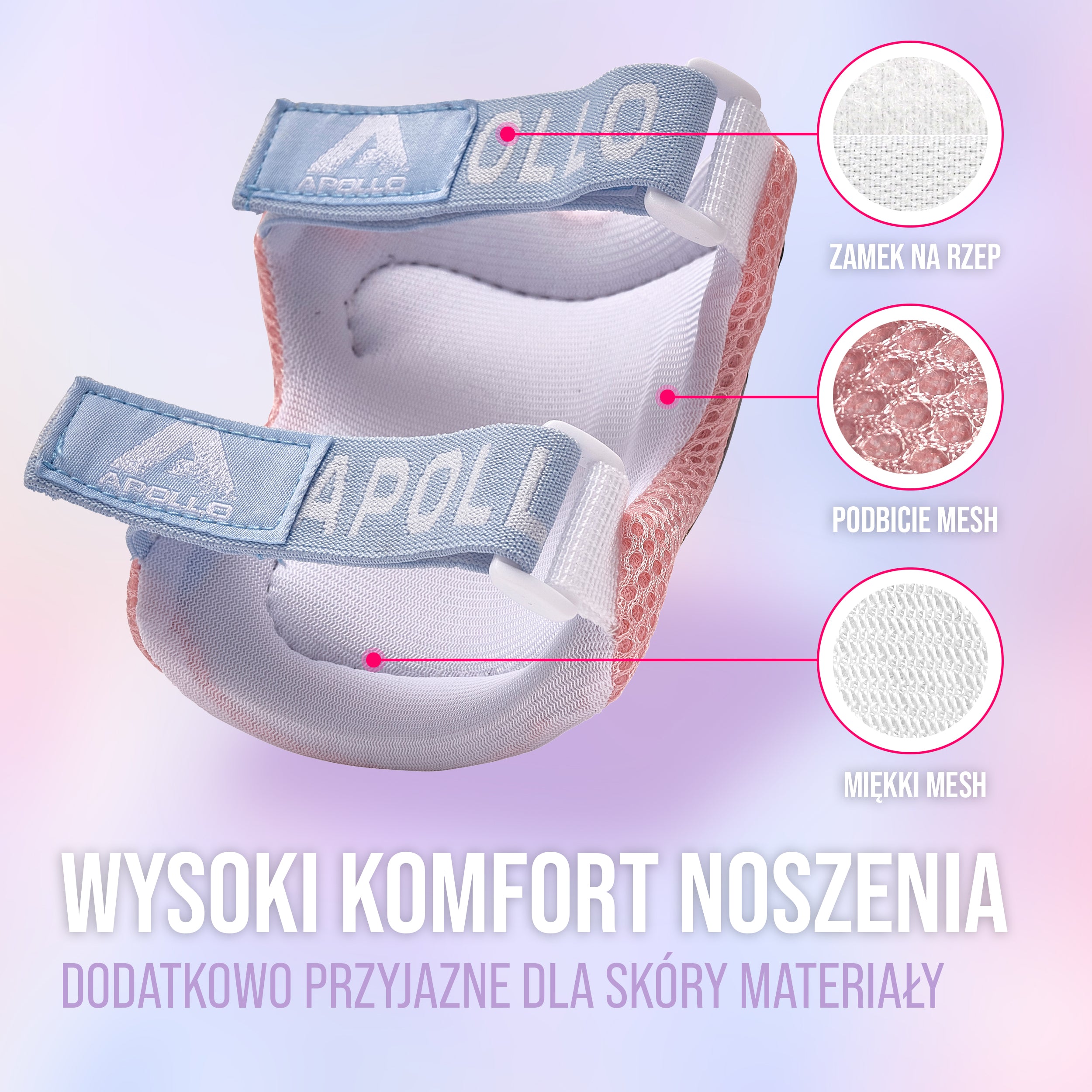 Apollo Funsport PL - Apollo zestaw ochraniaczy dla dzieci, ochraniacze na kolana i łokcie - Różowy