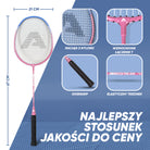 Apollo Funsport PL - Badminton Set Match Pro 400 - Rakieta do badmintona dla dzieci i dorosłych - Niebieski Różowy