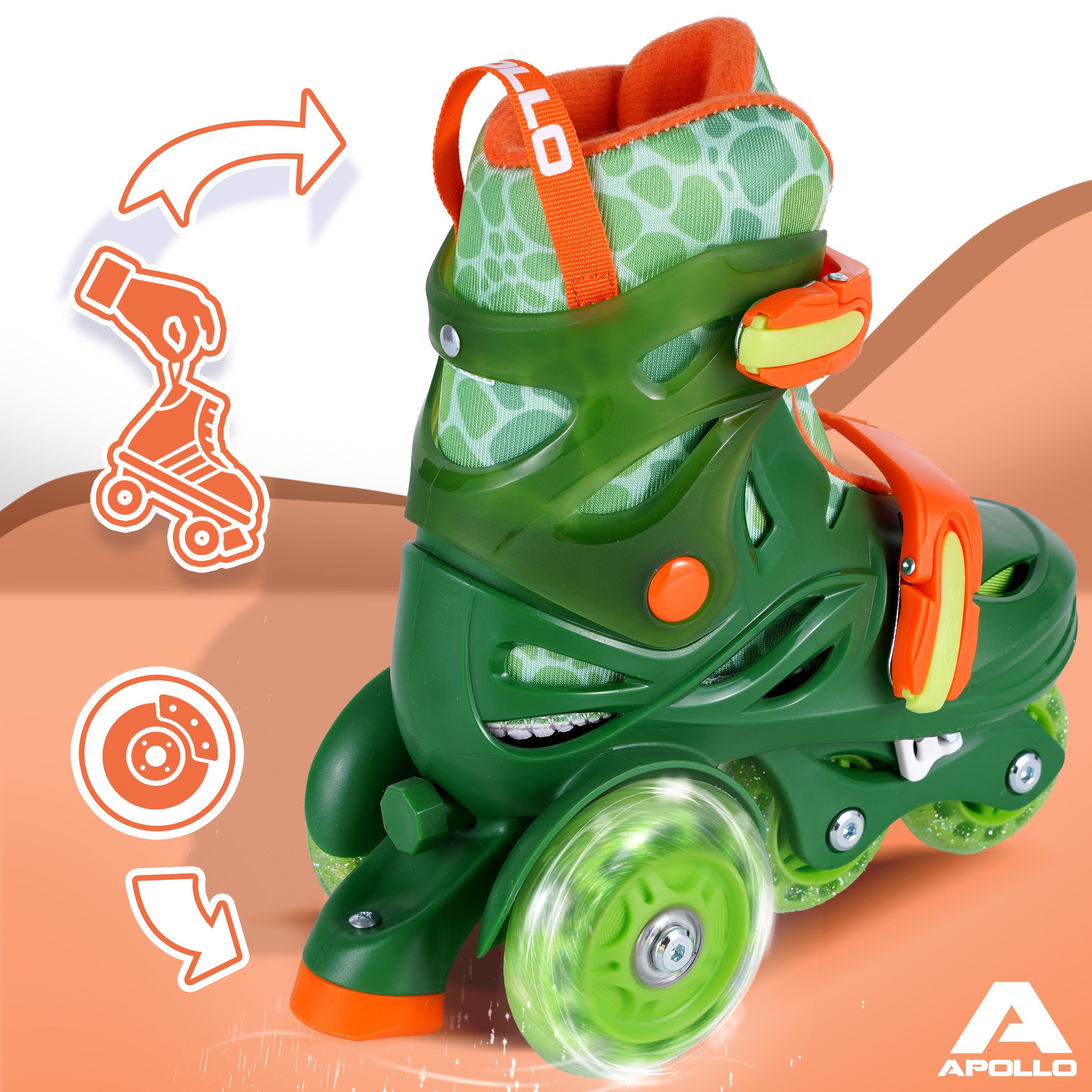 Apollo Funsport PL - Apollo Kids My 1st Skates regulowane wrotki dla dzieci, rozmiar 26-30 - Zielony