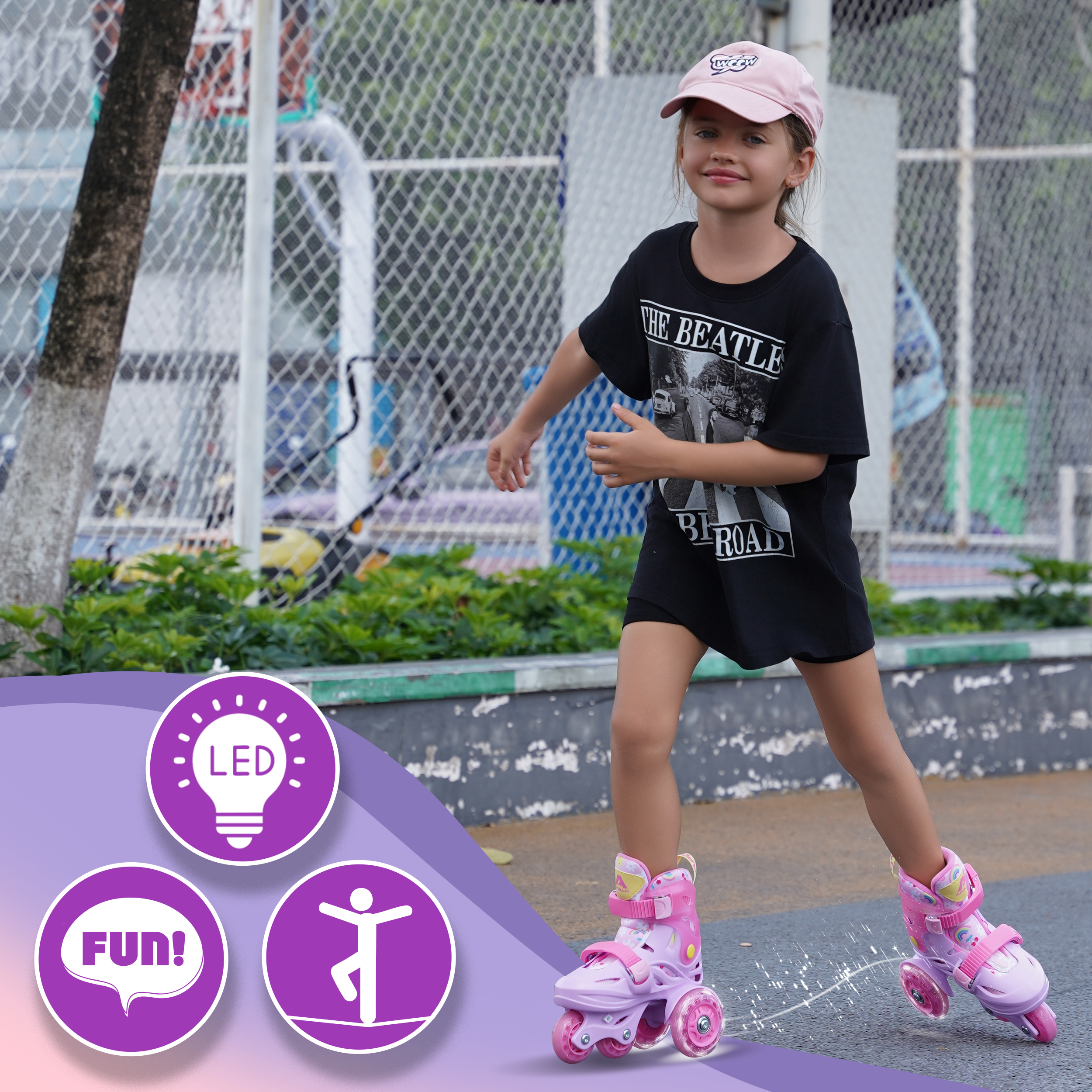 Apollo Funsport PL - Apollo Kids My 1st Skates regulowane wrotki dla dzieci, rozmiar 26-30 - Różowy