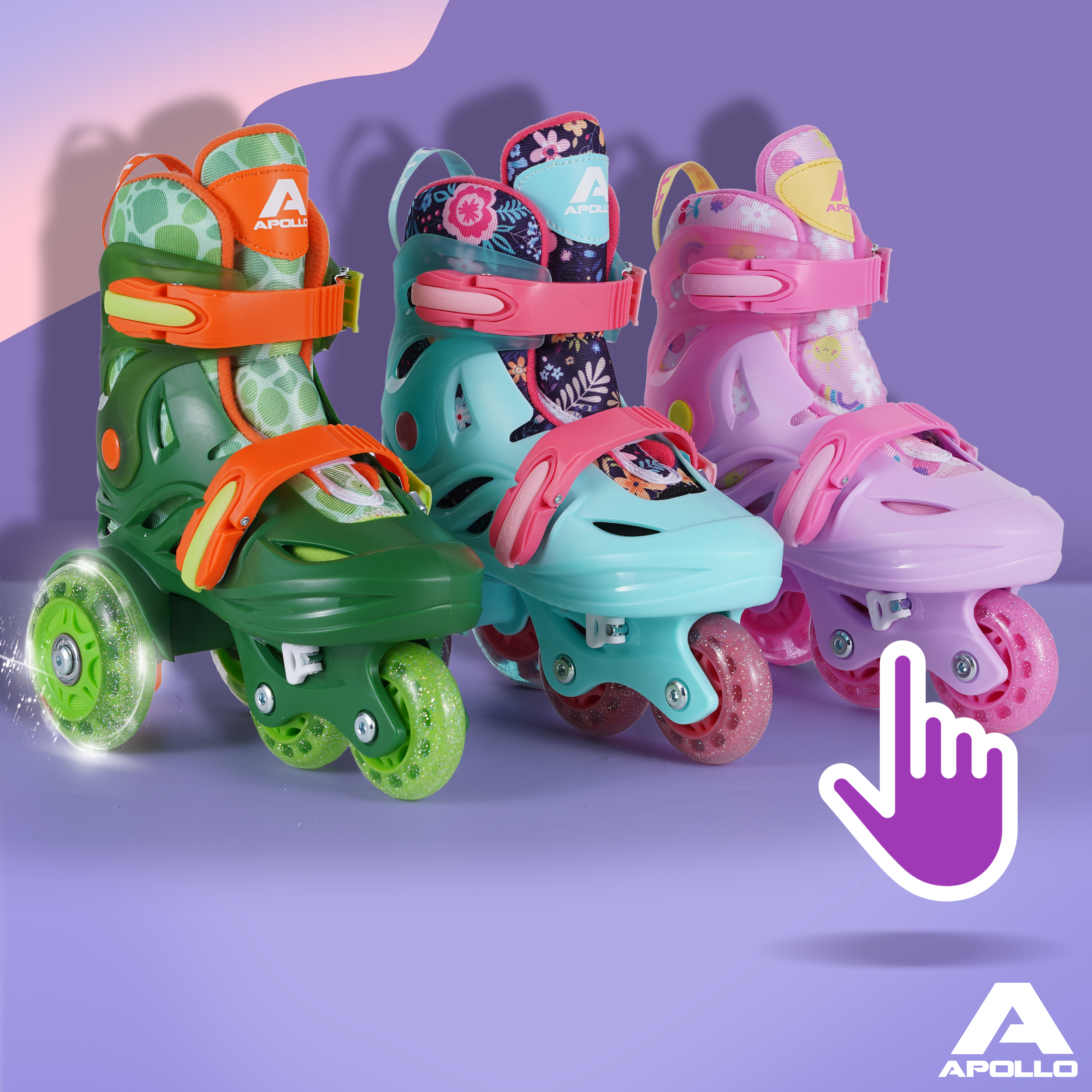 Apollo Funsport PL - Apollo Kids My 1st Skates regulowane wrotki dla dzieci, rozmiar 26-30 - Różowy