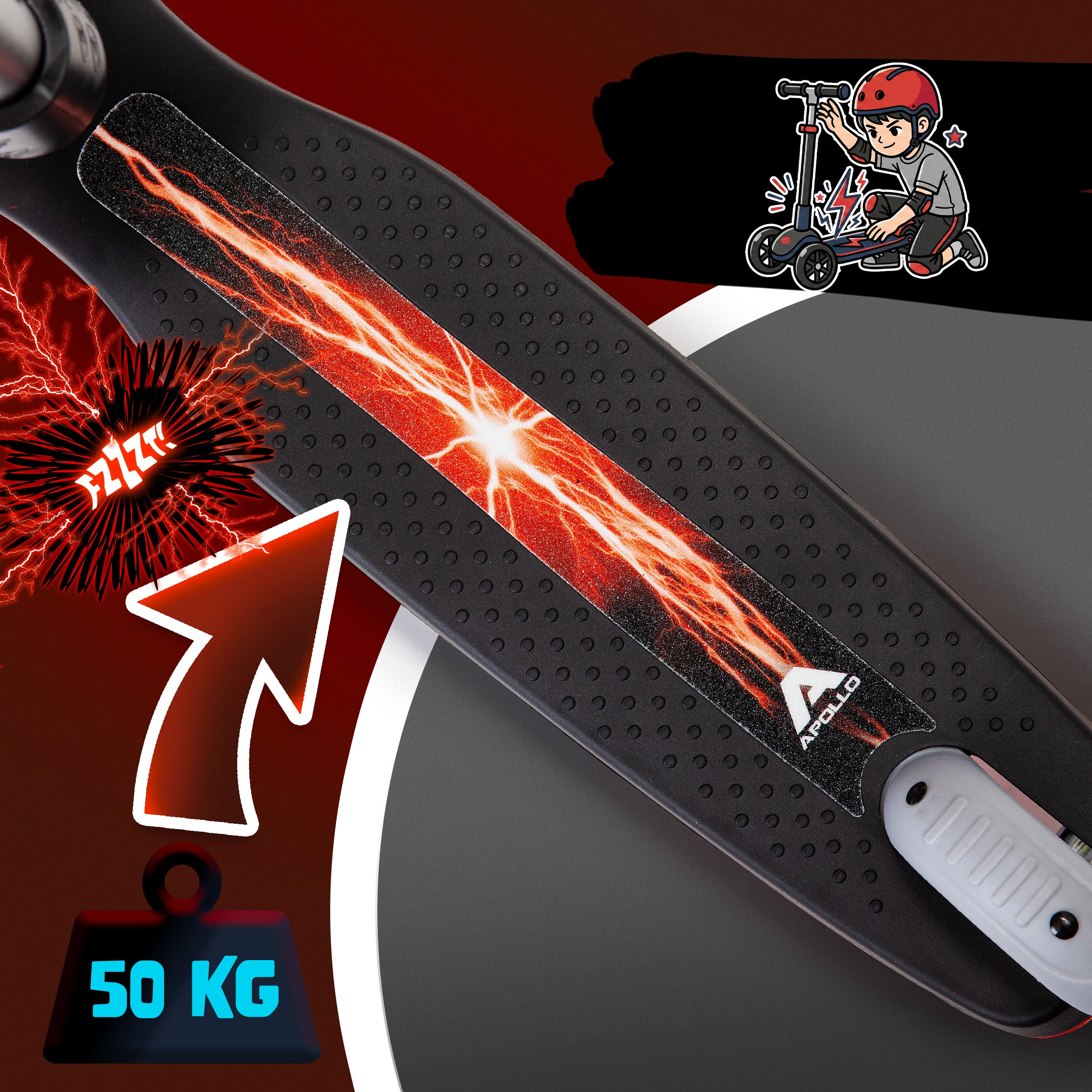 Apollo Funsport PL - Hulajnoga dziecięca Apollo Whizzie LED, składana hulajnoga dziecięca, trójkołowy skuter z regulacją wysokości dla dzieci w wieku od 3 lat, efekt LED w kołach, kierownicy i platformie - Czarny Błysk