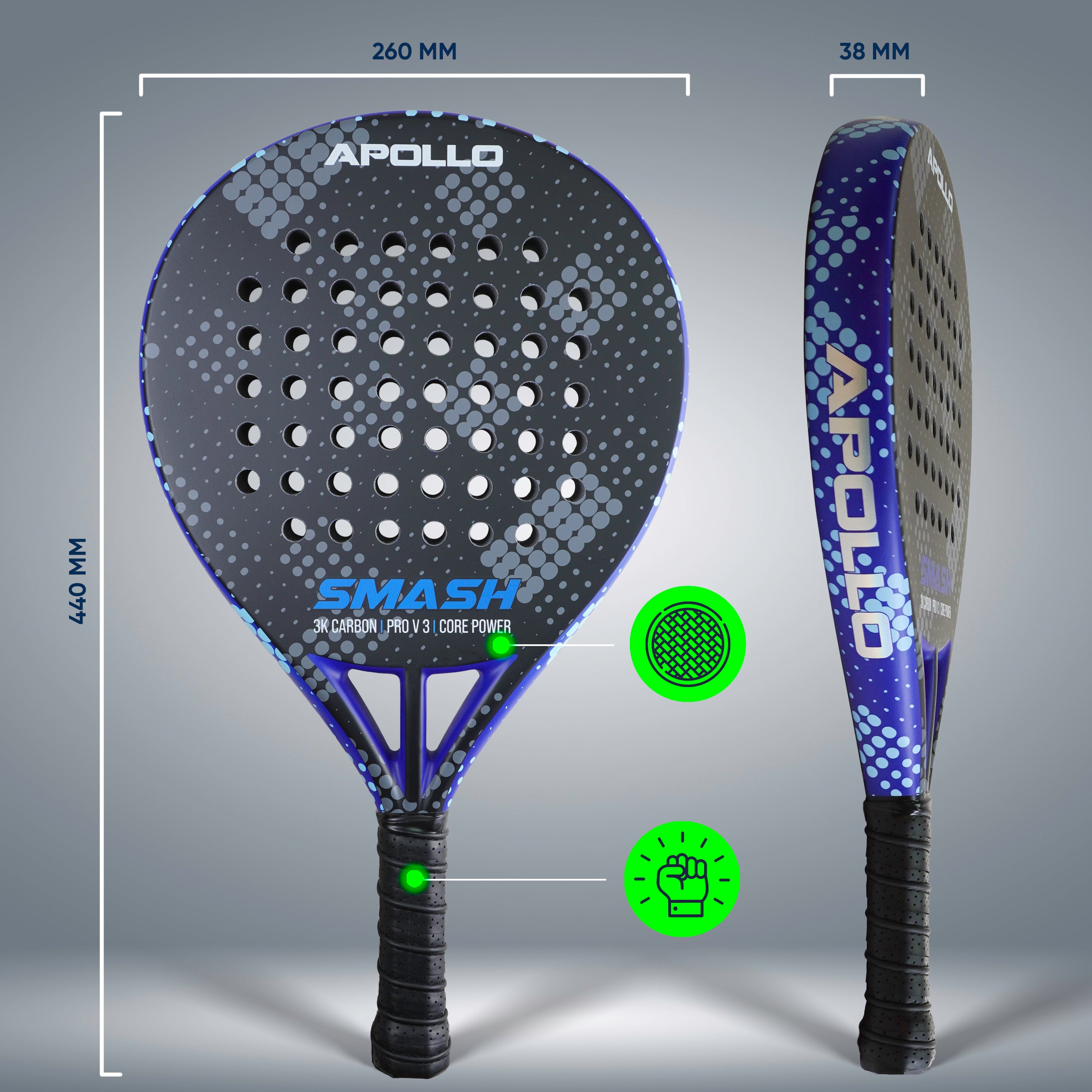 Apollo Funsport PL - Rakieta do padla Apollo 3K Smash - Silver Blue