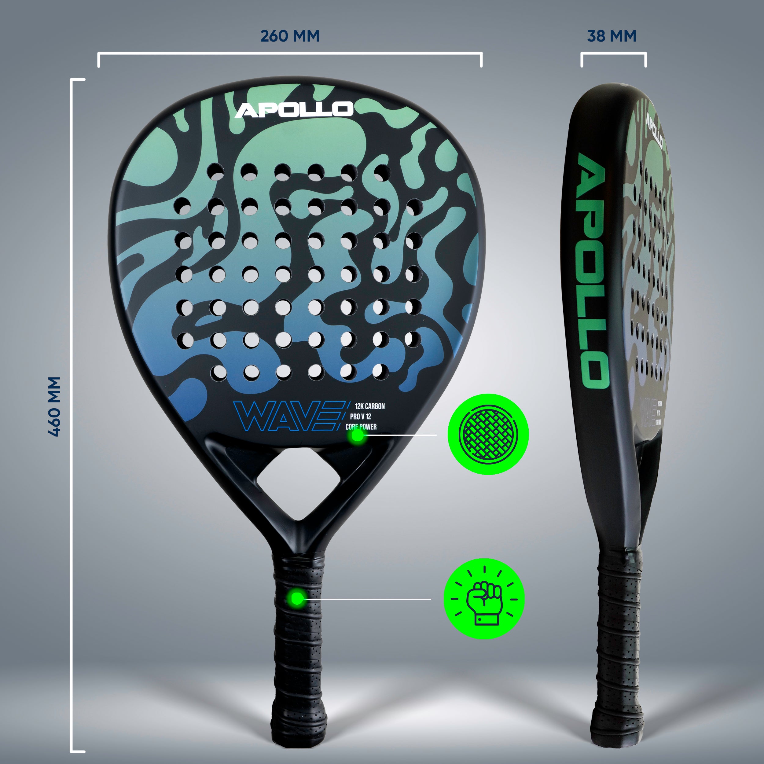 Apollo Funsport PL - Rakieta do padla Apollo 12K Wave - Mint Blue