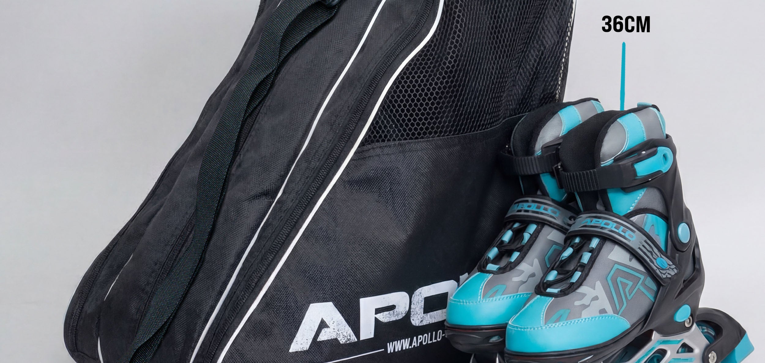 Apollo Funsport PL - Praktyczna torba na łyżwy i rolki, elegancka torba transportowa na skates & rolki wraz z akcesoriami - Czarny