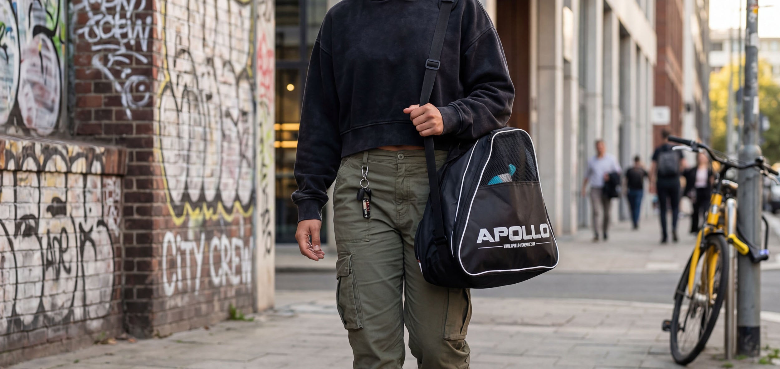 Apollo Funsport PL - Praktyczna torba na łyżwy i rolki, elegancka torba transportowa na skates & rolki wraz z akcesoriami - Czarny
