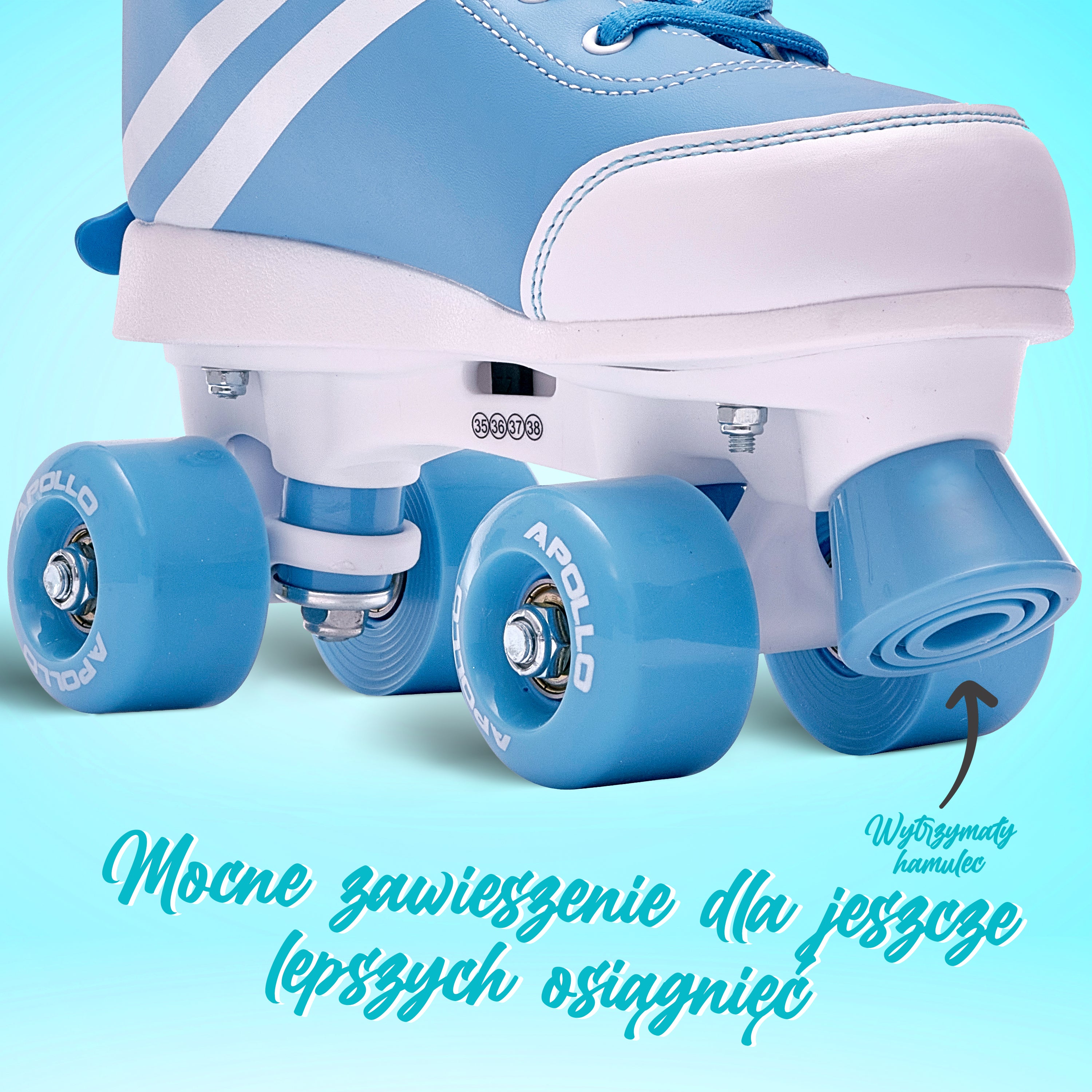 Apollo - Wrotki z miękkimi butami, regulowane rozmiarowo, dla dzieci - "Blueberry" - L (39-42)