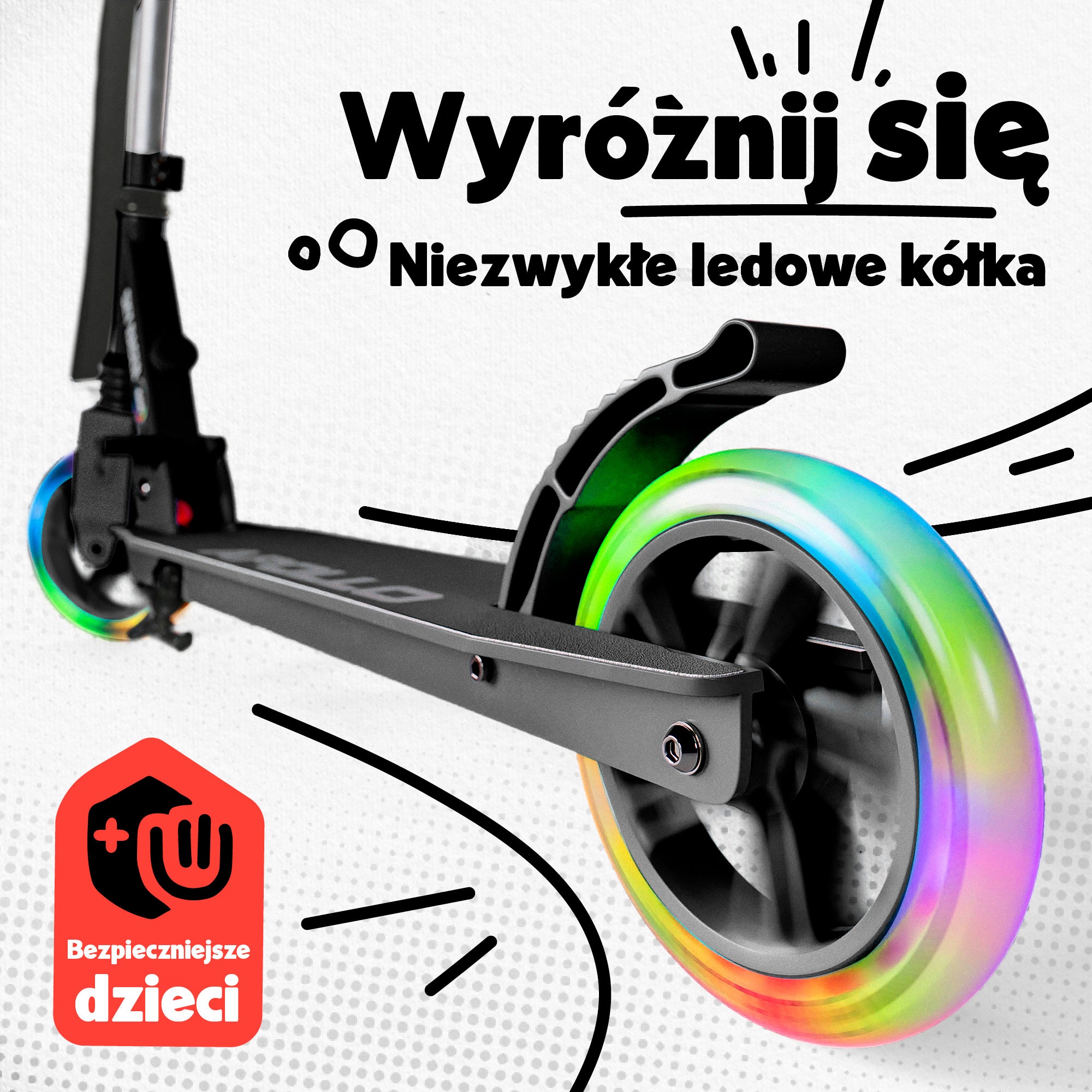 Apollo - Hulajnoga miejska z amortyzacją „Skyracer” składana, z regulowaną wysokością kierownicy koła 145mm - Czarny