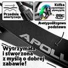 Apollo - Hulajnoga miejska z amortyzacją „Skyracer” składana, z regulowaną wysokością kierownicy koła 145mm - Czarny