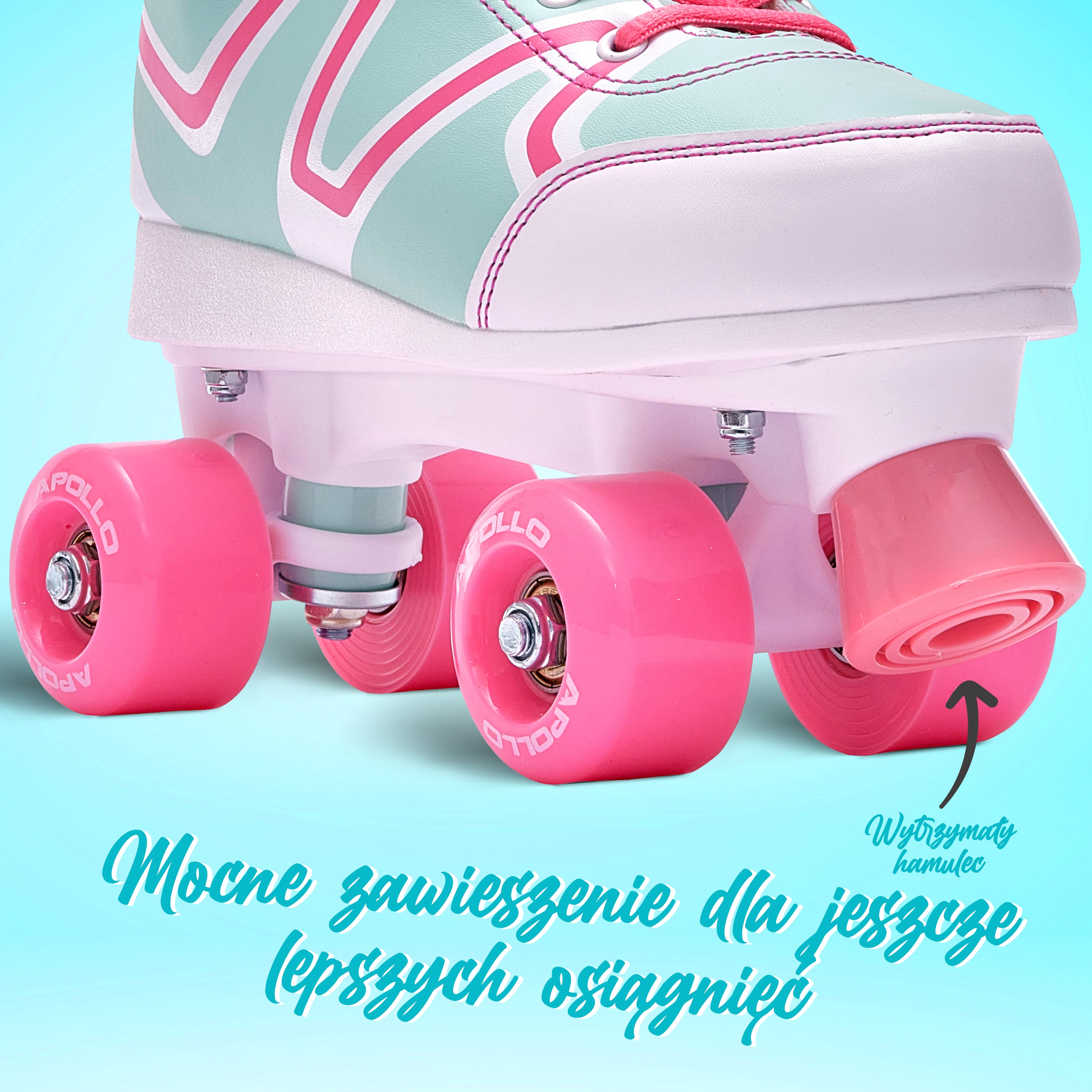 Apollo - Wrotki z miękkimi butami, regulowane rozmiarowo, dla dzieci - "Candy" - L (39-42)