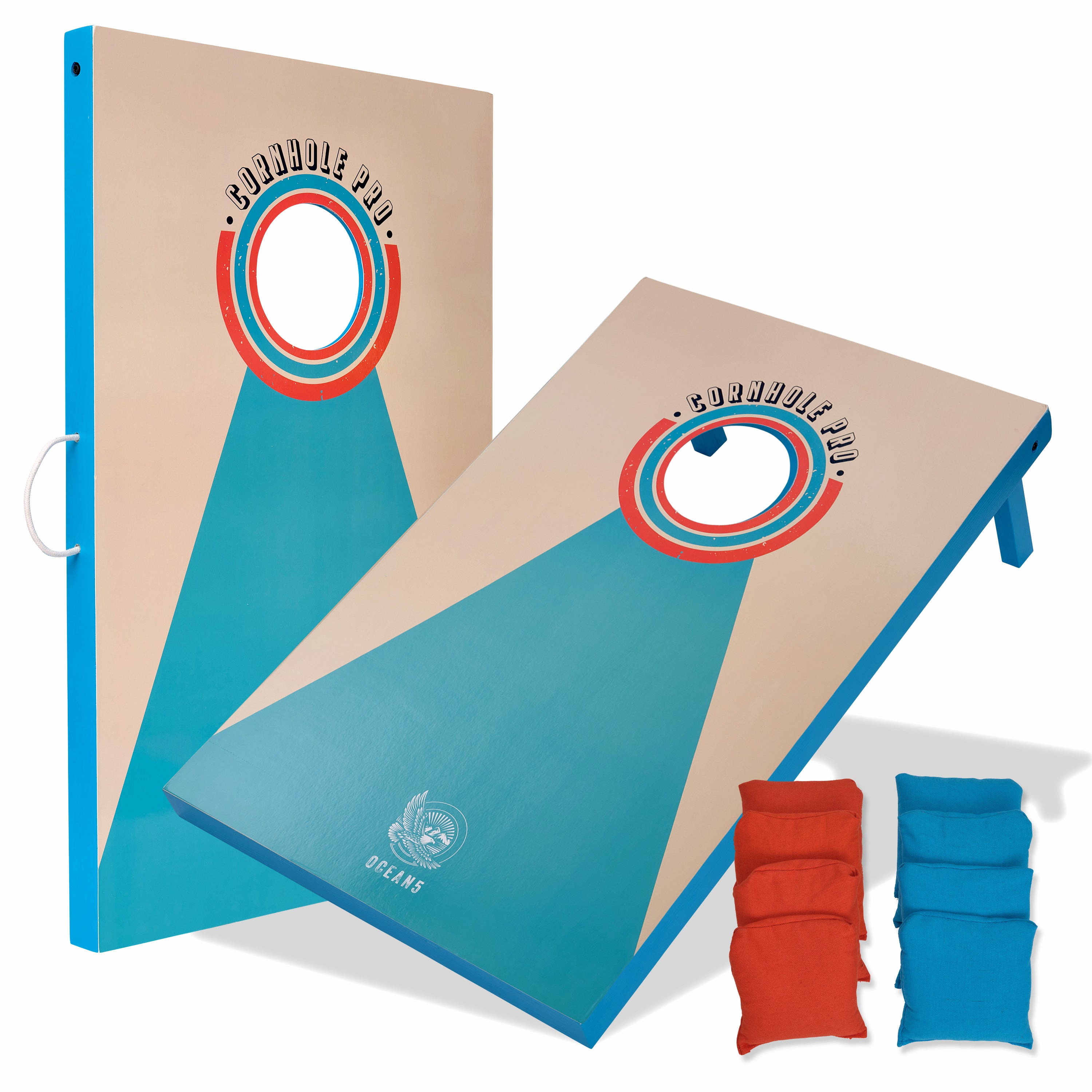 Ocean 5 - Cornhole Pro - duża gra w rzucanie woreczków, gra na świeżym powietrzu, gra w rzucanie - Niebieski