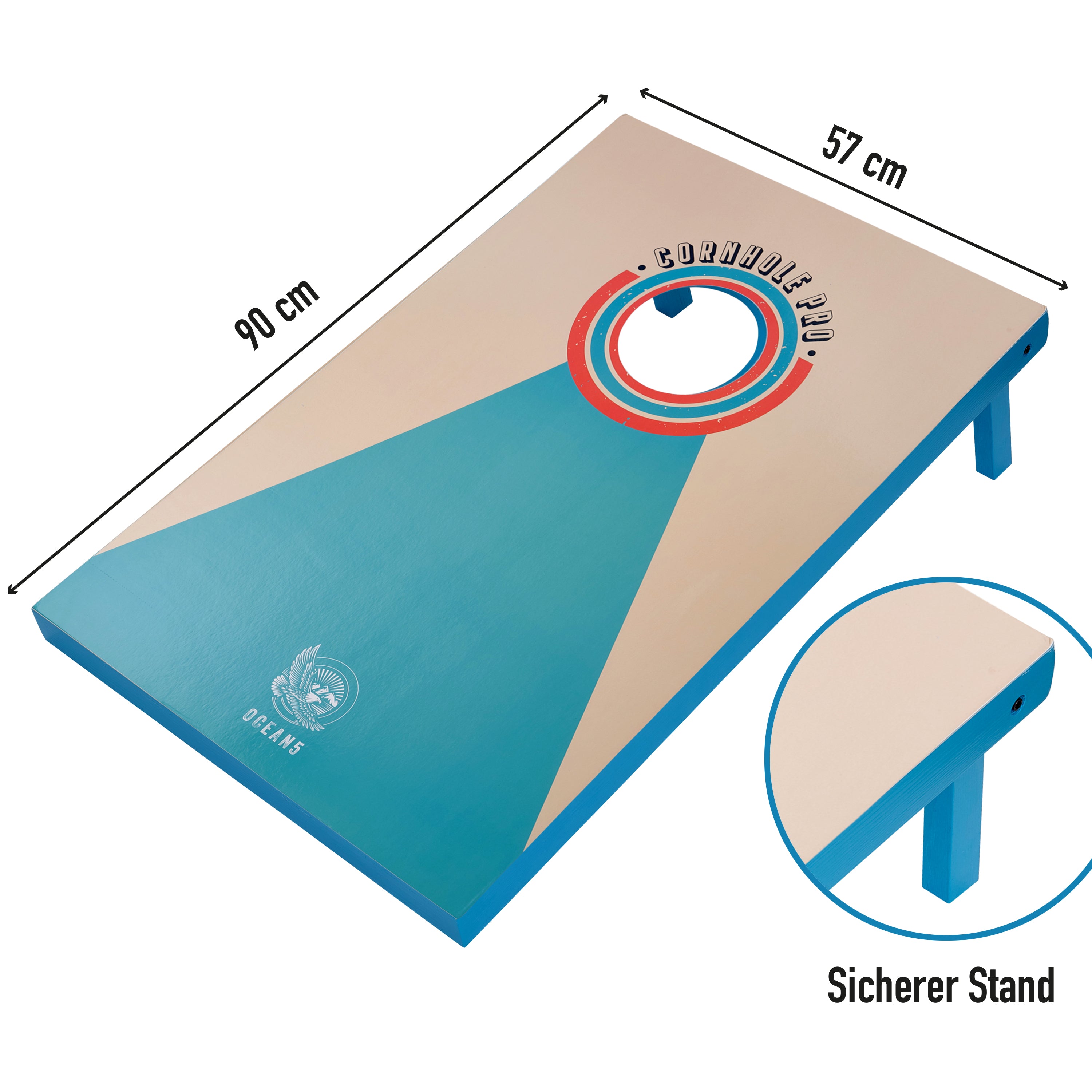 Ocean 5 - Cornhole Pro - duża gra w rzucanie woreczków, gra na świeżym powietrzu, gra w rzucanie - Niebieski