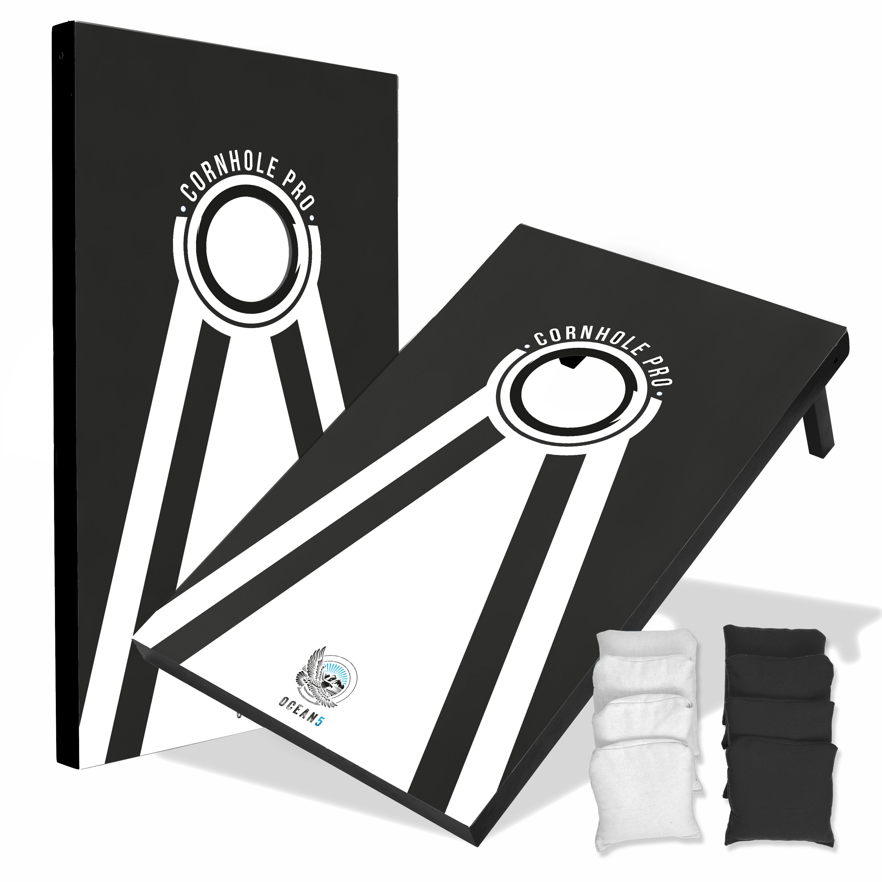 Ocean 5 - Cornhole Pro - duża gra w rzucanie woreczków, gra na świeżym powietrzu, gra w rzucanie - Czarny