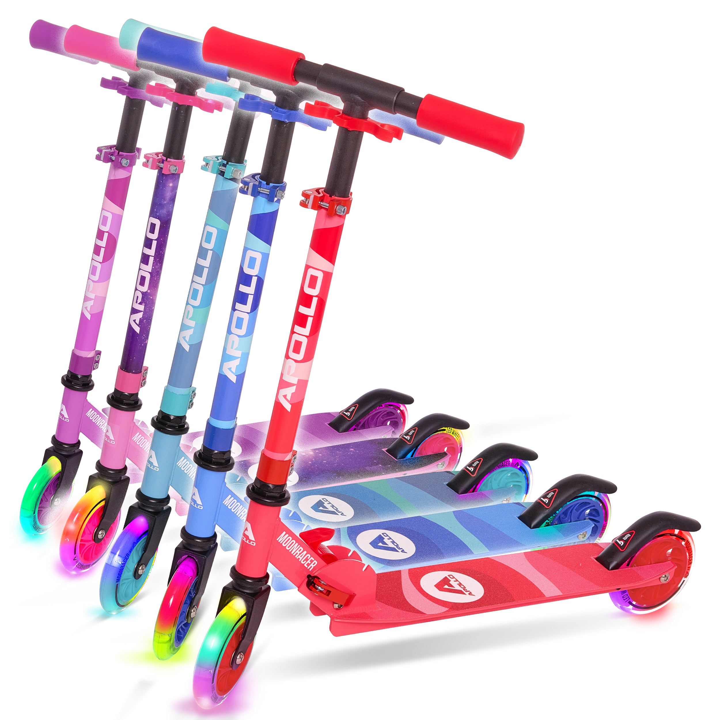 Apollo - Hulajnoga miejska„Moonracer” LED dla dzieci z amortyzacją -