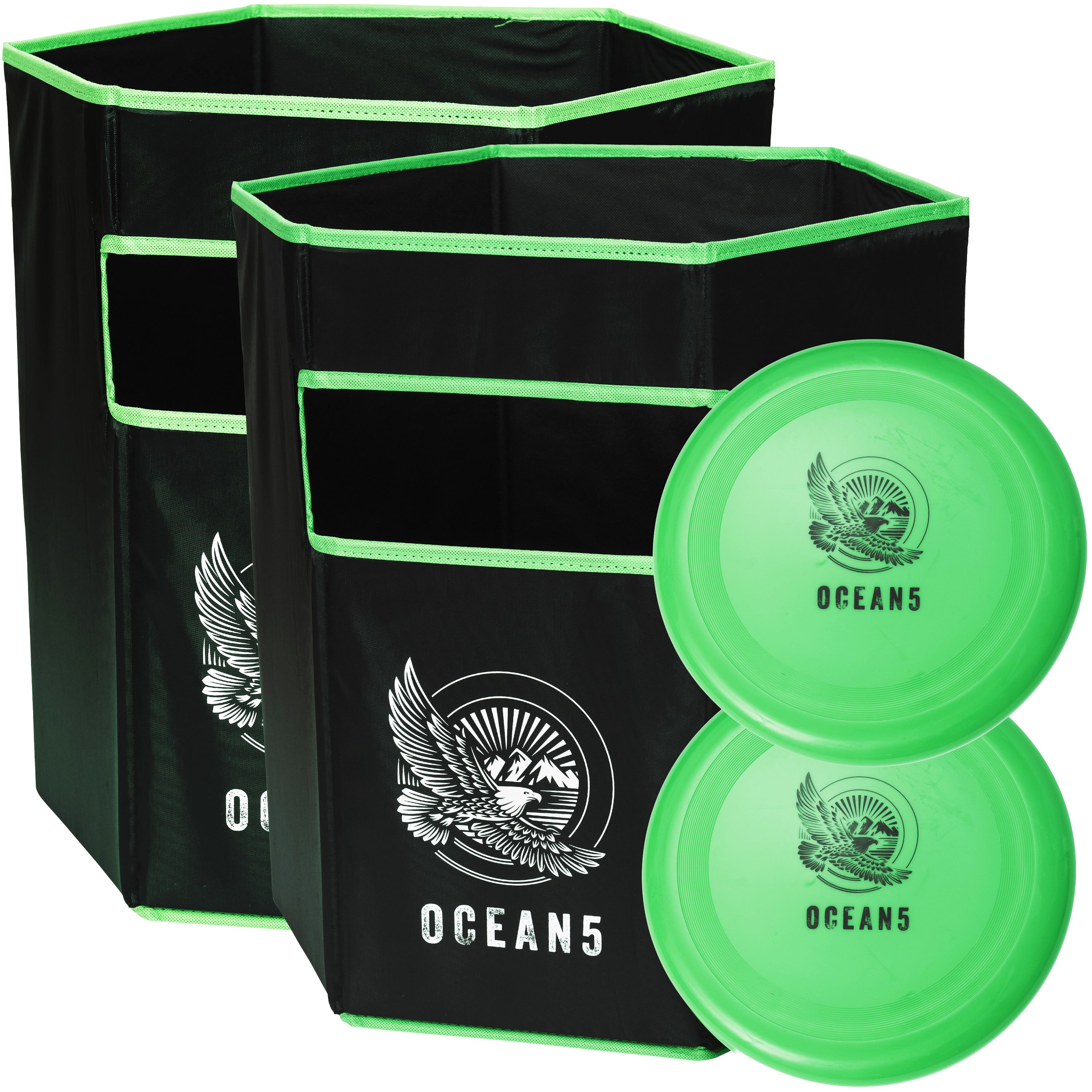 Ocean 5 - Zestaw Disc Jam - zabawna gra w rzucanie, gra na świeżym powietrzu, gra plażowa dla 4 osób - Zielony