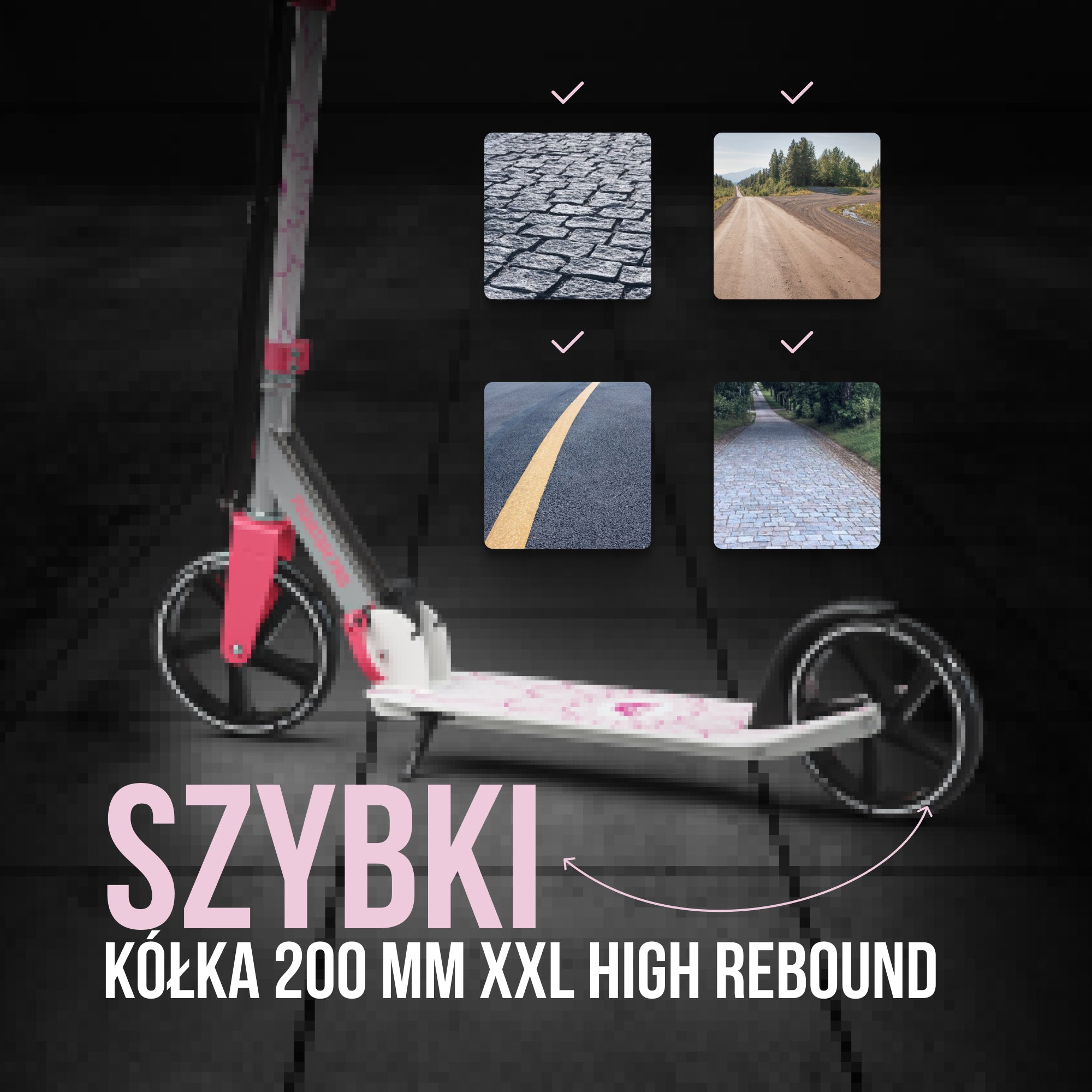 Apollo - Składana hulajnoga miejska dla dzieci „Phantom” z regulowaną wysokością kierownicy - Różowy