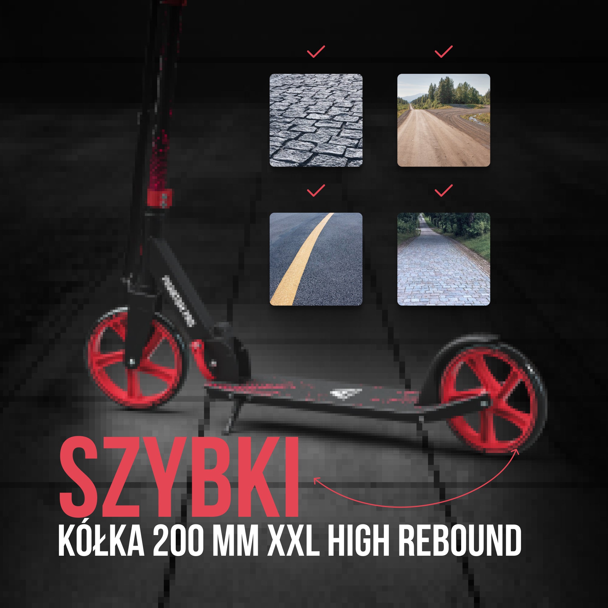 Apollo - Składana hulajnoga miejska dla dzieci „Phantom” z regulowaną wysokością kierownicy - Czerwony