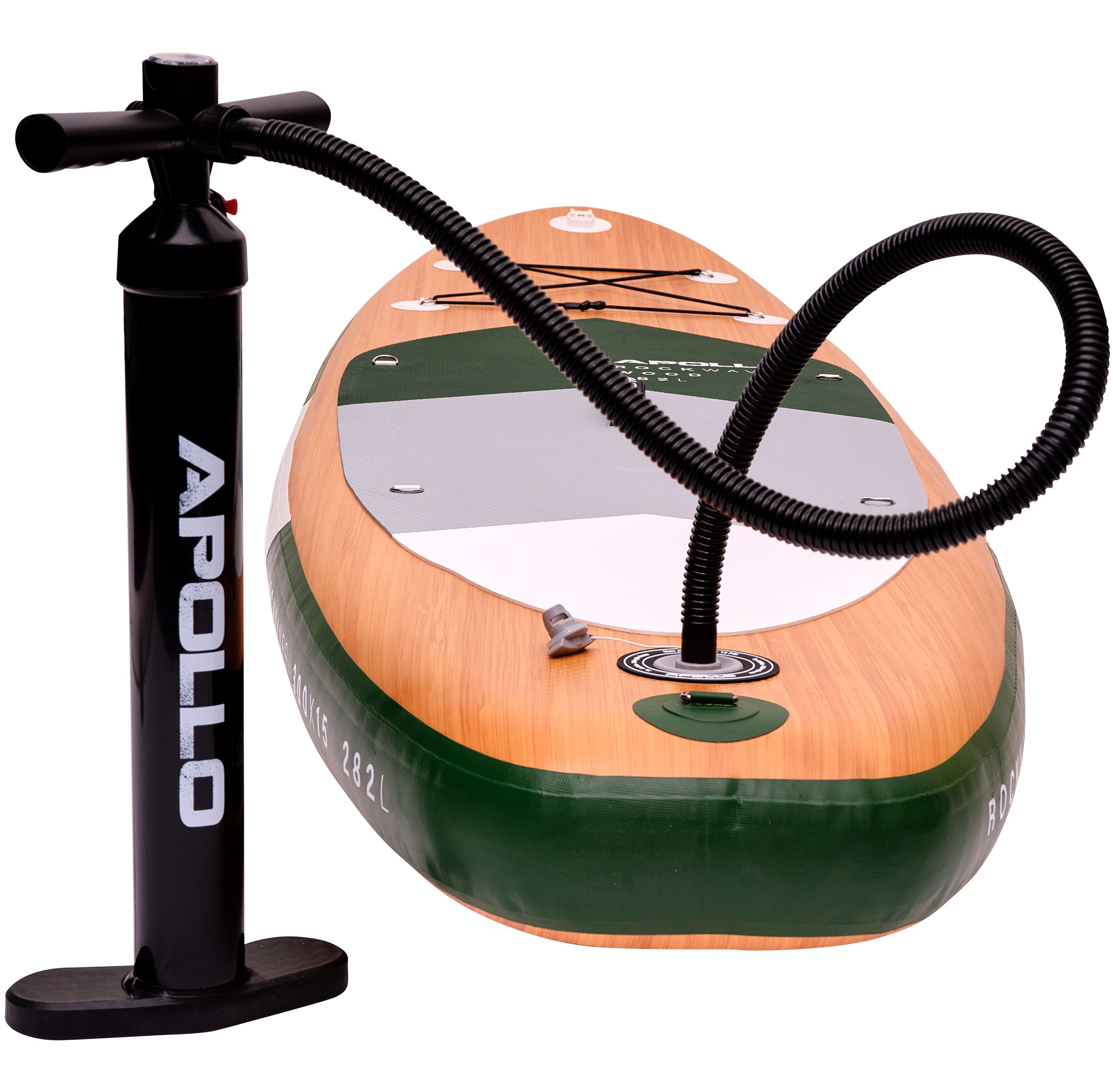 Apollo Funsport PL - Zestaw kompletny deska SUP - Nadmuchiwany Stand Up Paddle Board - Drewniany - Wood Green
