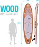 Apollo Funsport PL - Zestaw kompletny deska SUP - Nadmuchiwany Stand Up Paddle Board - Drewniany - Wood White