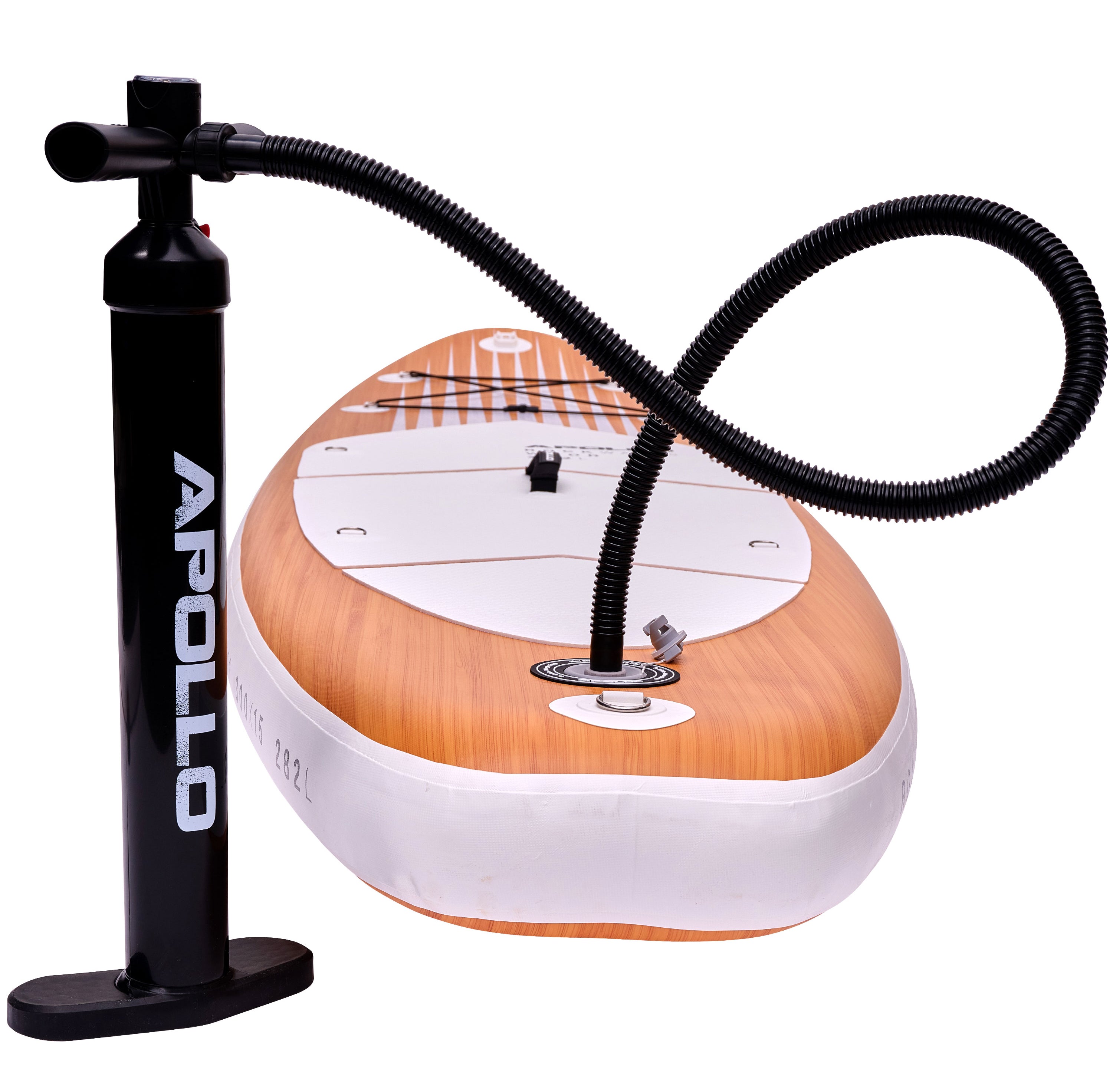 Apollo Funsport PL - Zestaw kompletny deska SUP - Nadmuchiwany Stand Up Paddle Board - Drewniany - Wood White