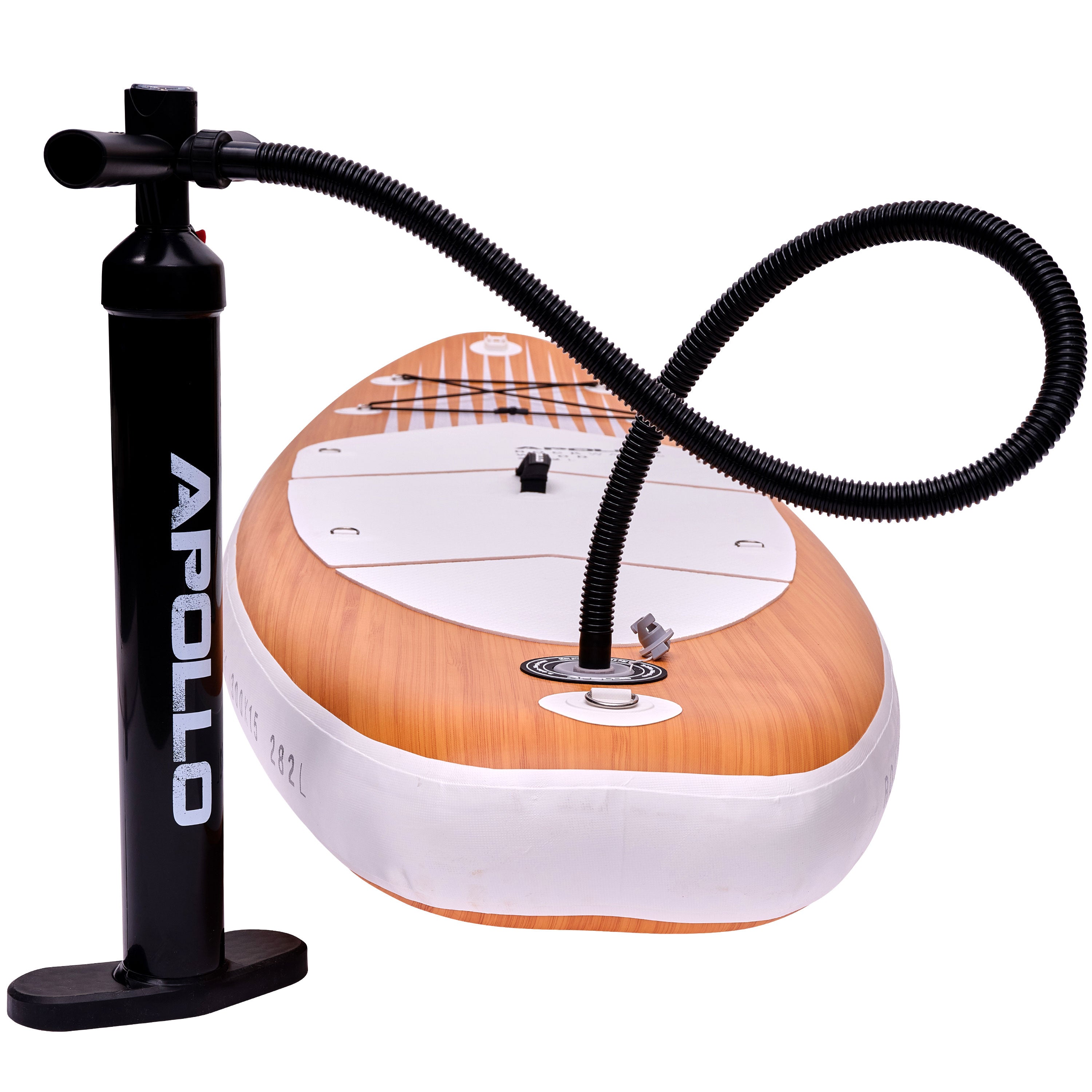 Apollo Funsport PL - Zestaw kompletny deska SUP - Nadmuchiwany Stand Up Paddle Board - Drewniany - Wood White