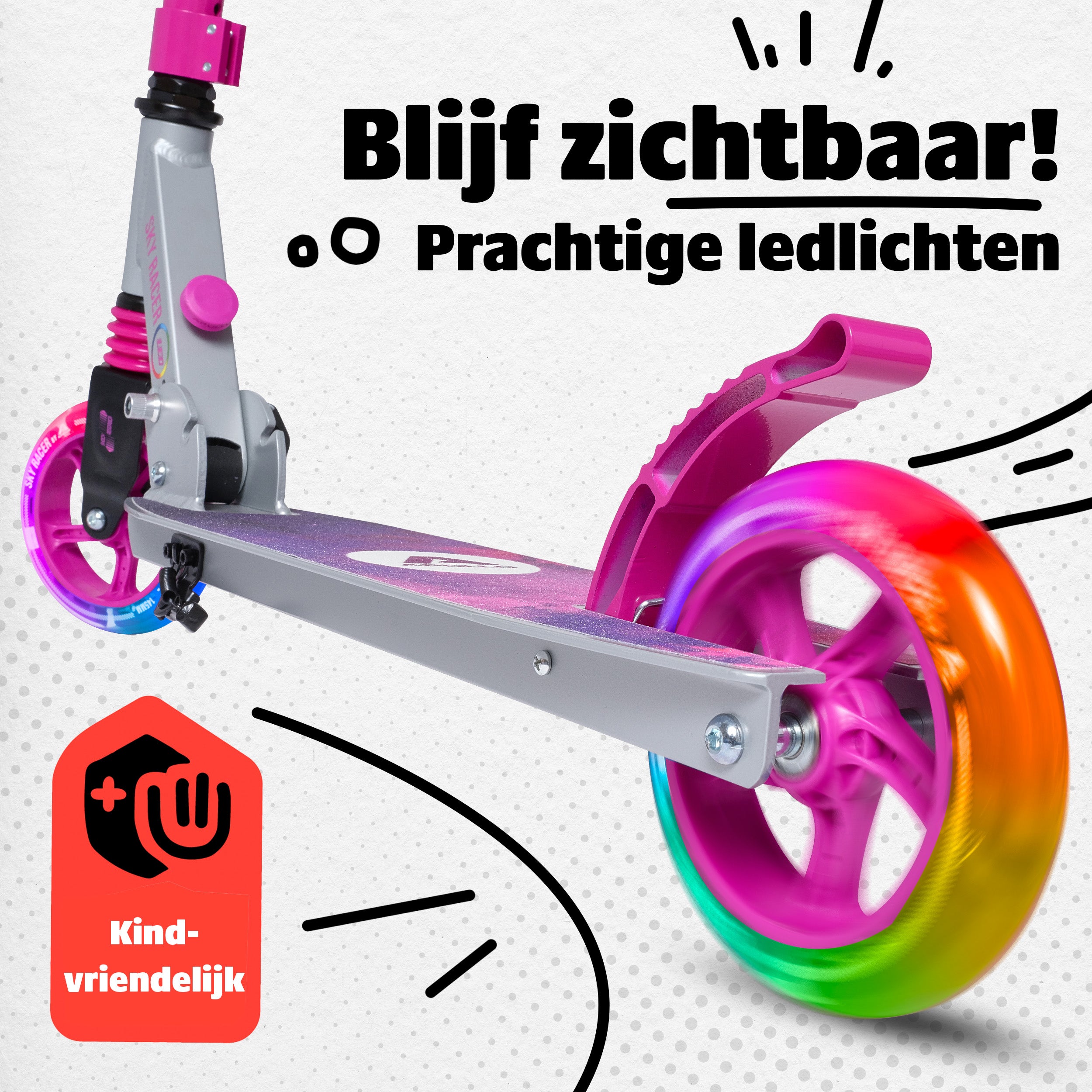 Apollo - Hulajnoga miejska z amortyzacją „Skyracer” składana, z regulowaną wysokością kierownicy koła 145mm - Starlight