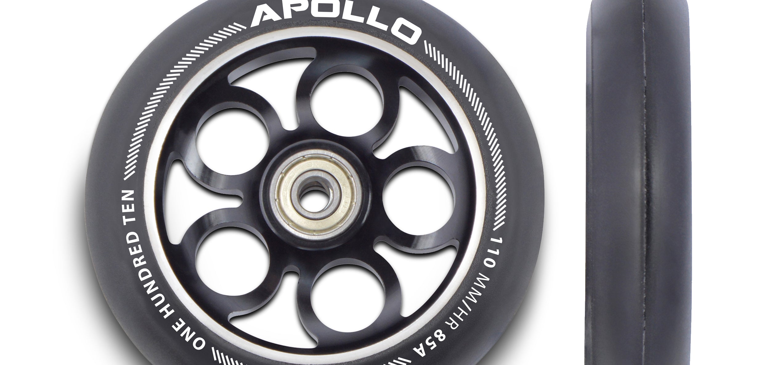Apollo - Zestaw kół do hulajnogi stunt 110mm z rdzeniem aluminiowym - Czarny