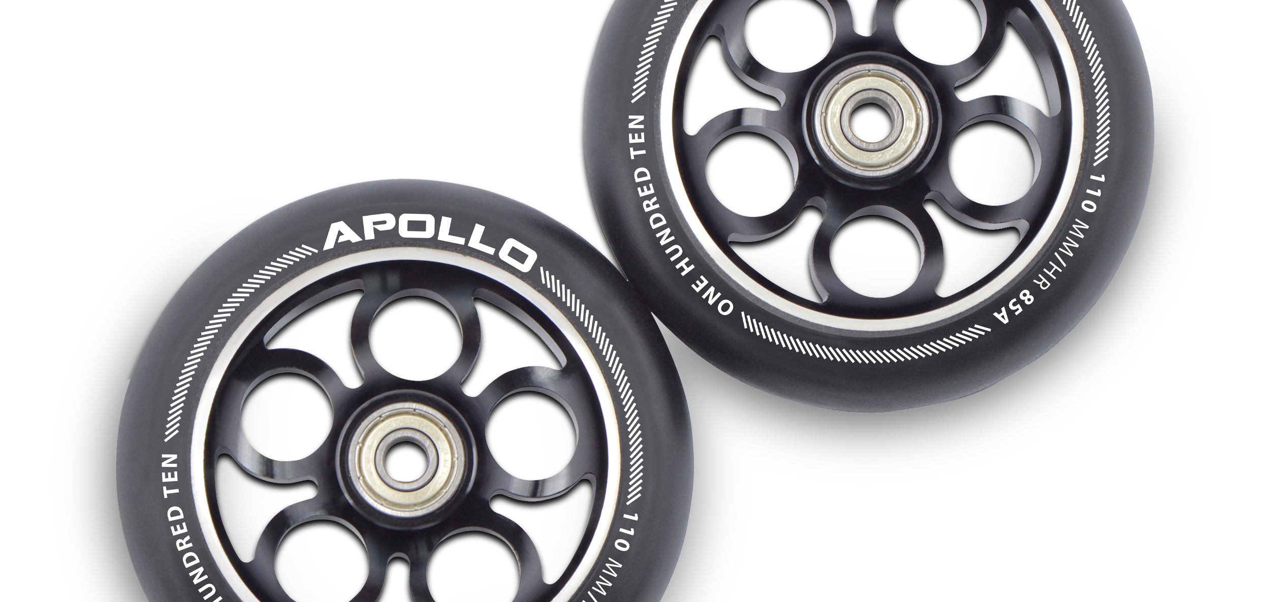 Apollo - Zestaw kół do hulajnogi stunt 110mm z rdzeniem aluminiowym - Czarny