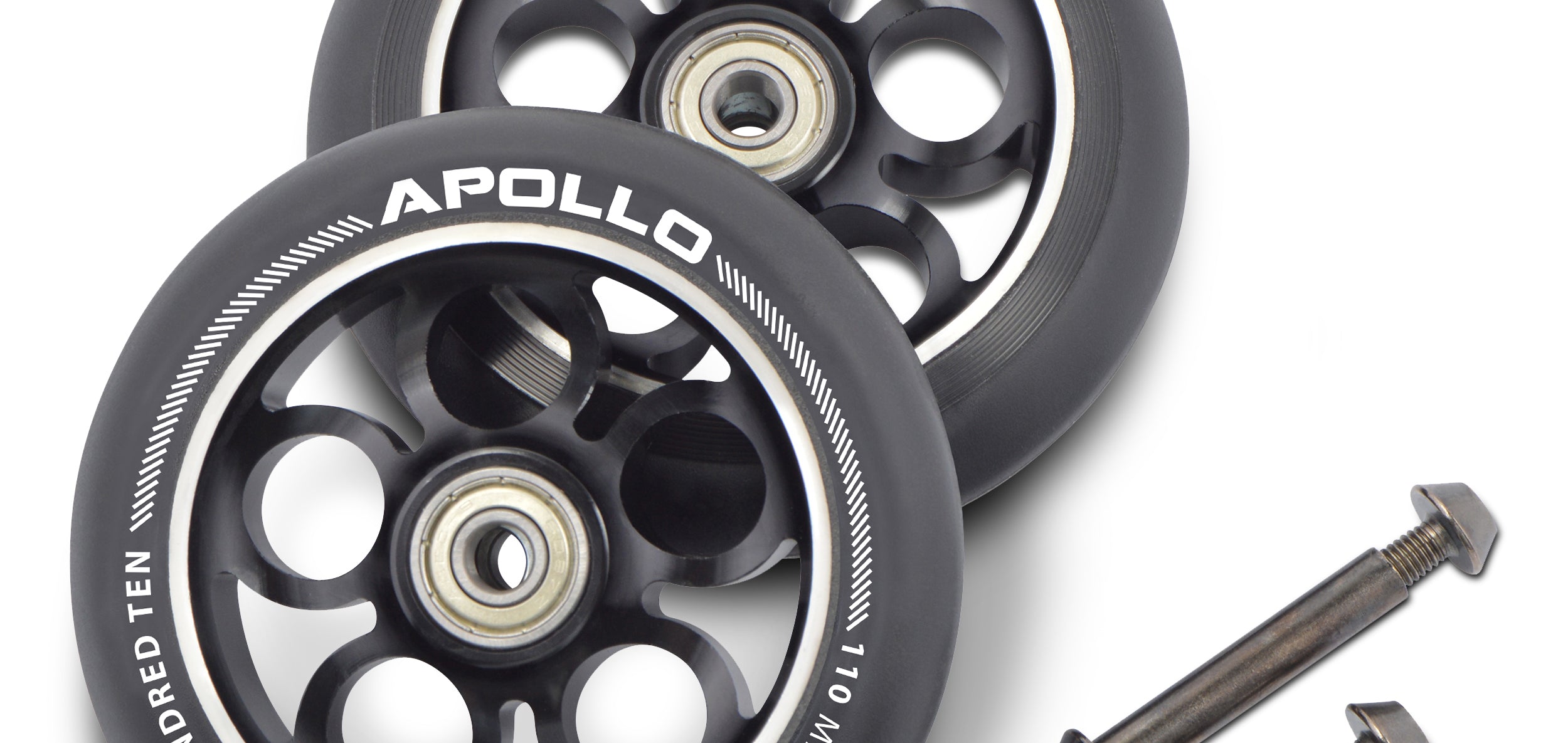 Apollo - Zestaw kół do hulajnogi stunt 110mm z rdzeniem aluminiowym - Czarny