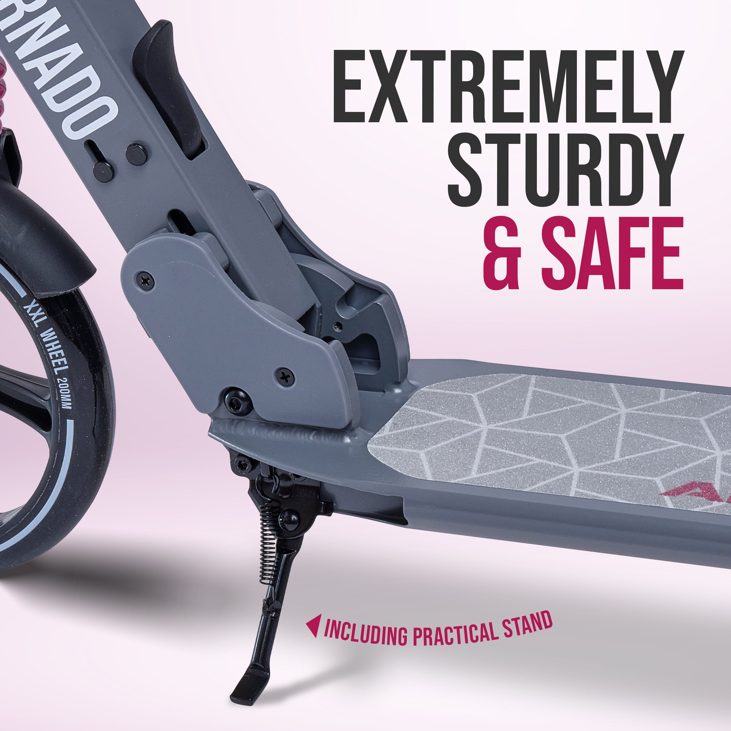 Apollo - High-end hulajnoga dla dorosłych – „Tornado 2.0” Cityroller dla dzieci od 7. roku życia - Szary Różowy