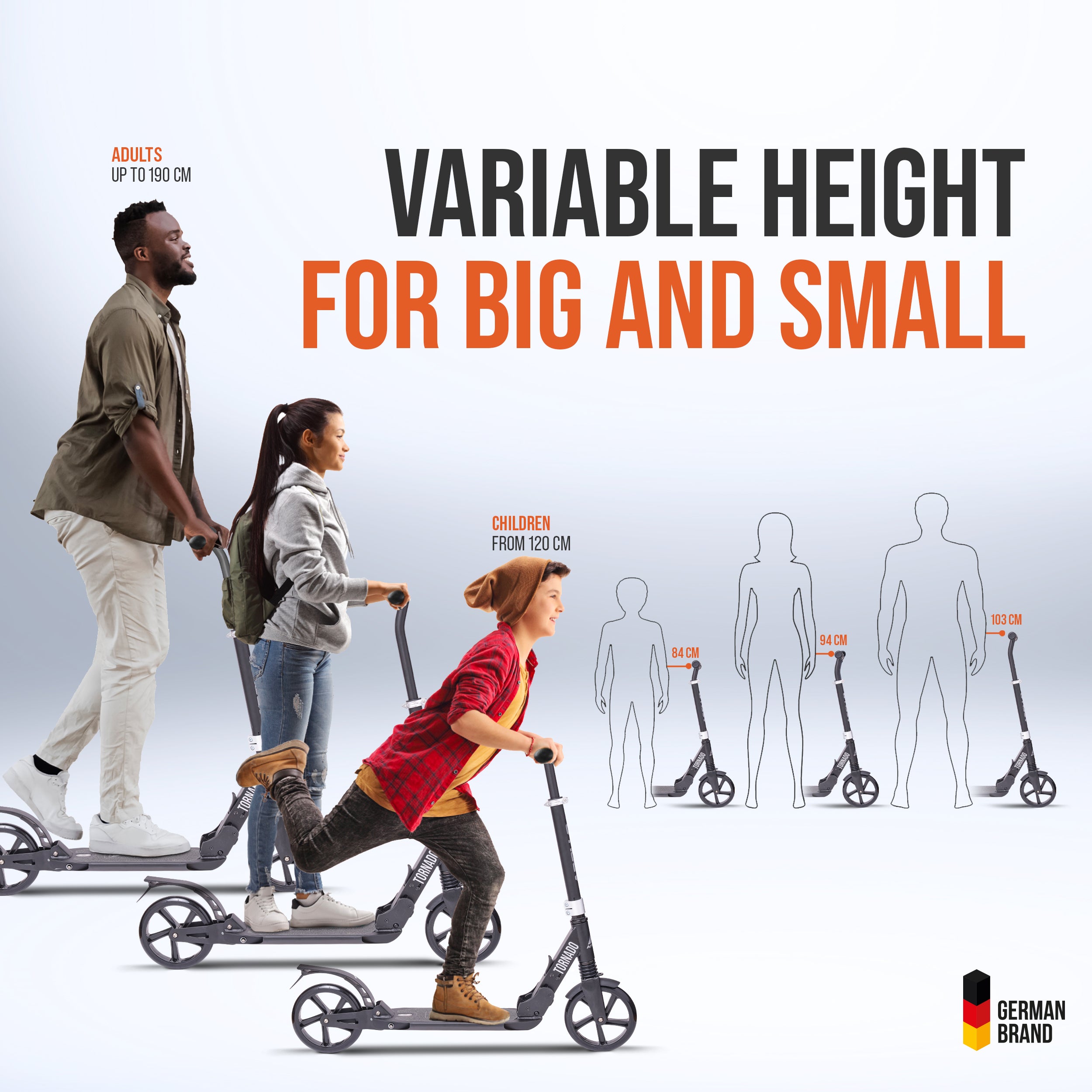 Apollo - High-end hulajnoga dla dorosłych – „Tornado 2.0” Cityroller dla dzieci od 7. roku życia - Czarny Srebrny