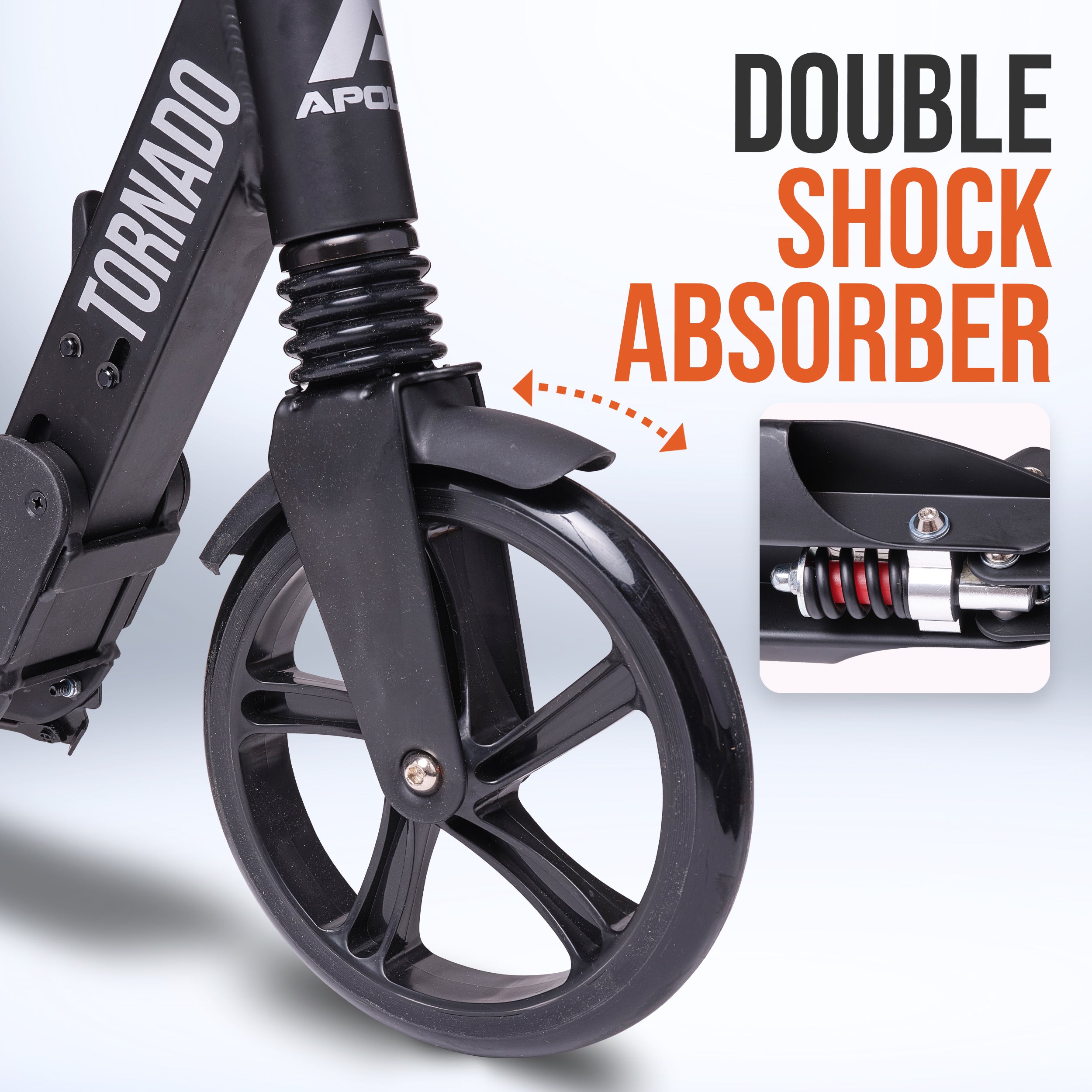 Apollo - High-end hulajnoga dla dorosłych – „Tornado 2.0” Cityroller dla dzieci od 7. roku życia - Czarny Srebrny