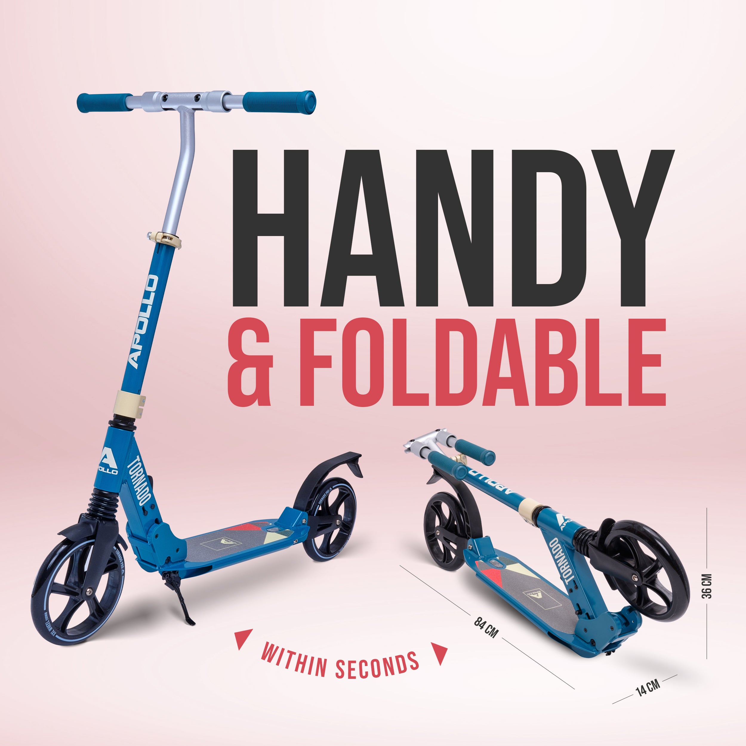 Apollo - High-end hulajnoga dla dorosłych – „Tornado 2.0” Cityroller dla dzieci od 7. roku życia - Turkusowy