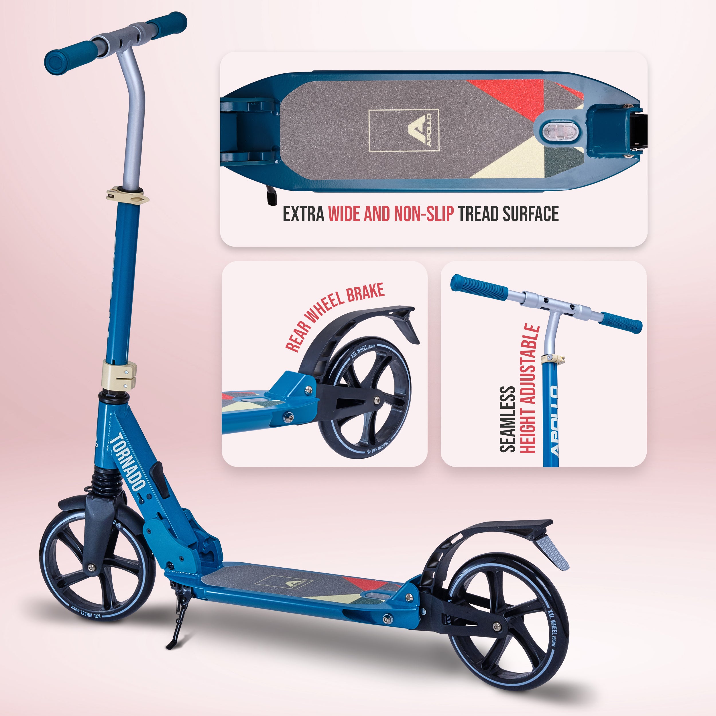 Apollo - High-end hulajnoga dla dorosłych – „Tornado 2.0” Cityroller dla dzieci od 7. roku życia - Turkusowy