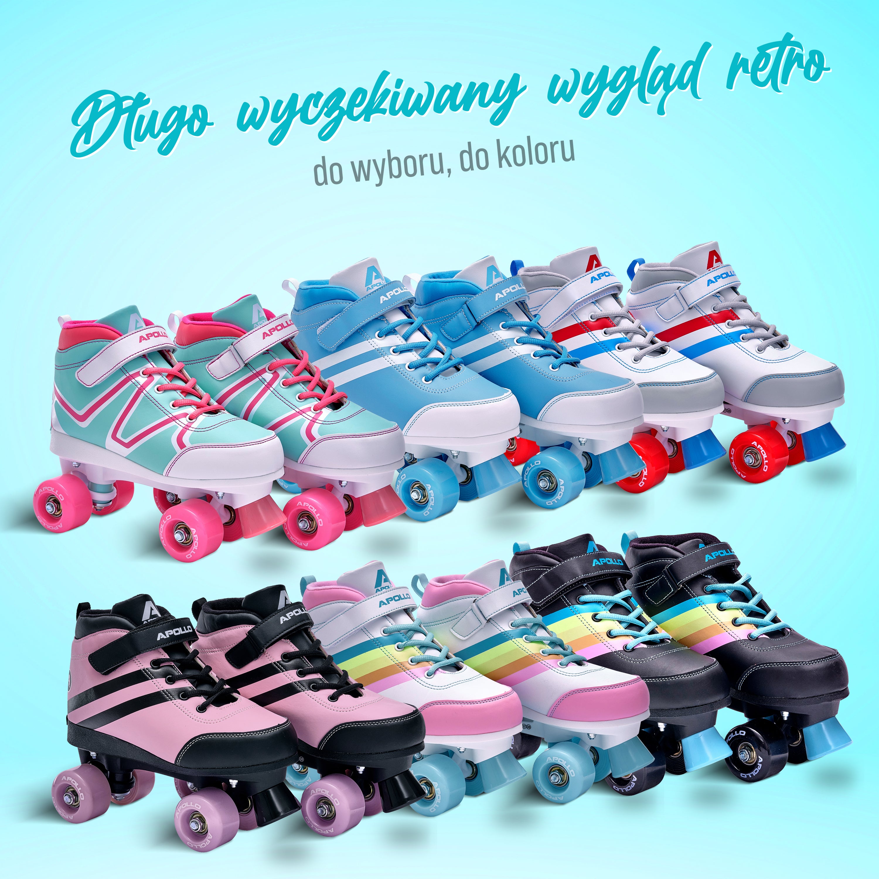 Apollo - Wrotki z miękkimi butami, regulowane rozmiarowo, dla dzieci - "Blueberry" - L (39-42)