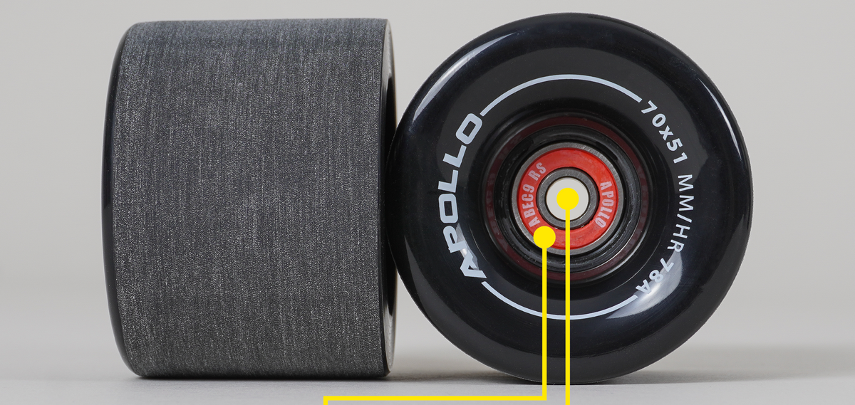 Apollo Funsport PL - Kółka Apollo Black do Longboarda i Skateboarda - Black - 70 x 51
