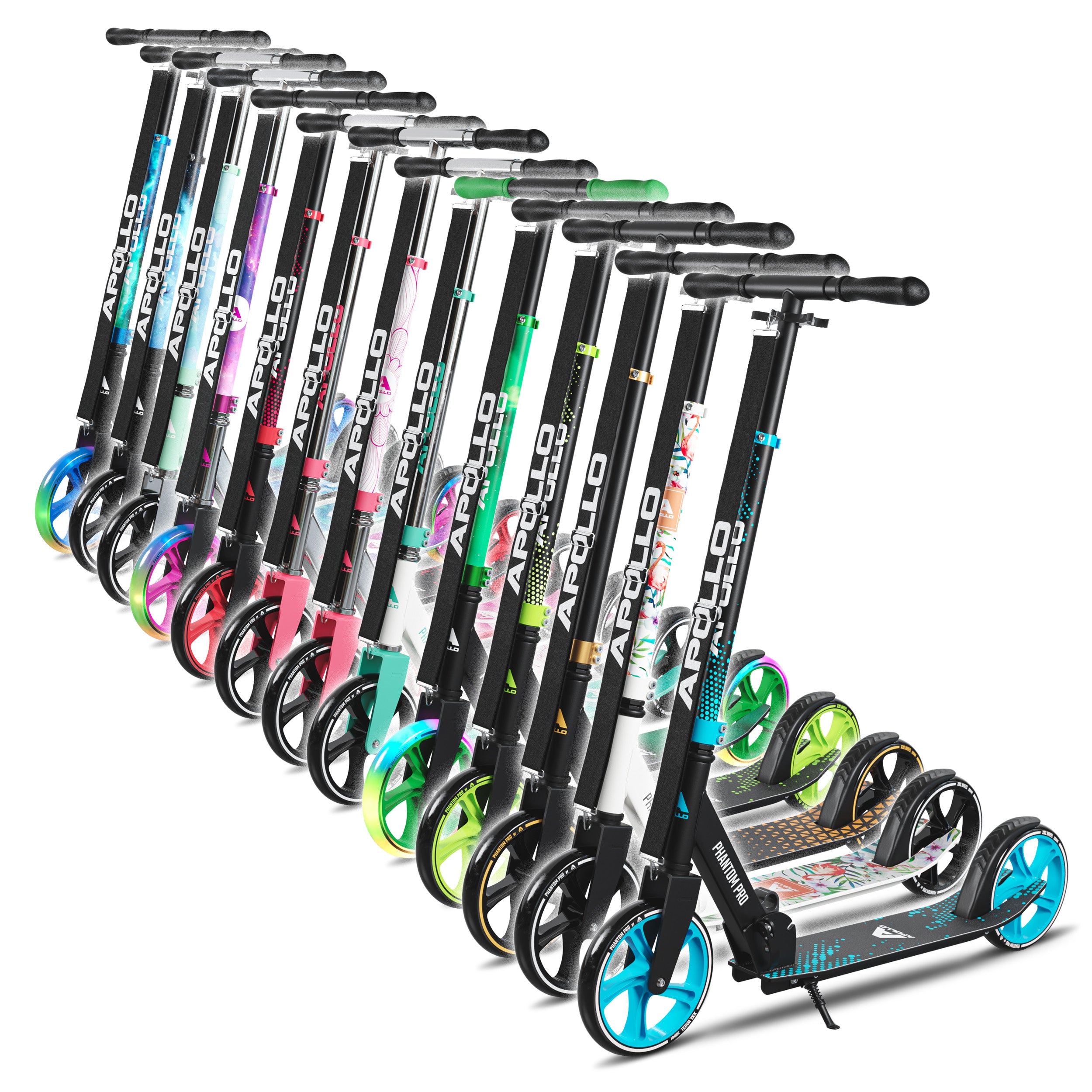 Apollo - Składana hulajnoga miejska dla dzieci „Phantom” z regulowaną wysokością kierownicy -