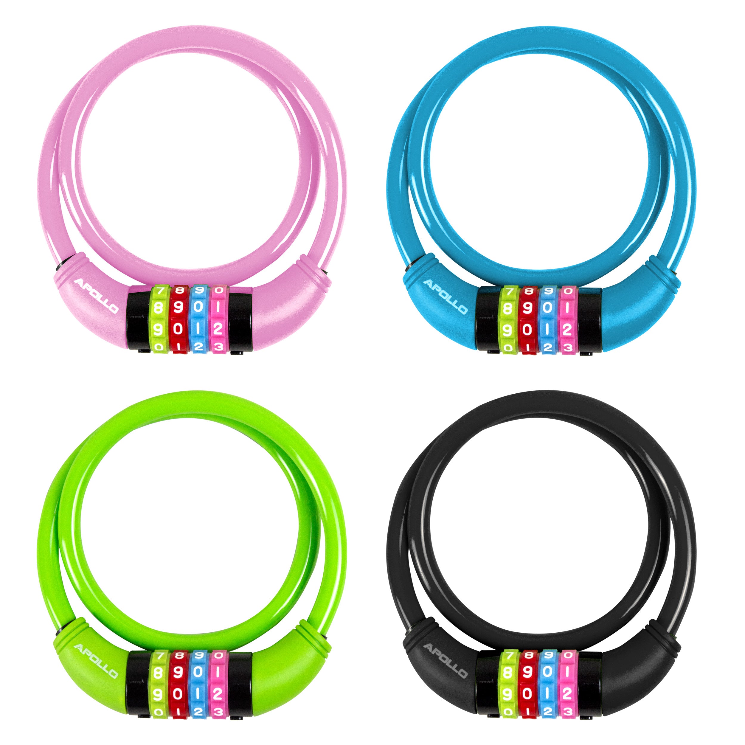 Apollo - Zapięcie rowerowe na kod dla dzieci, 10x650 mm, zamek na hulajnogę, zamek na szyfr -