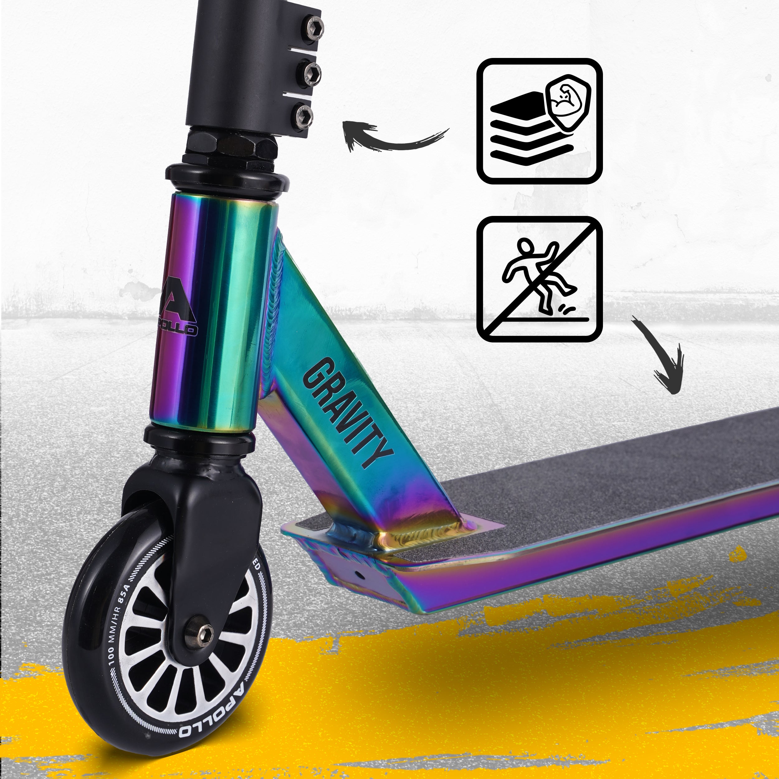 Apollo Stunt Scooter Gravity - Zabawkowa hulajnoga dla dzieci i nastolatków Tęczowy