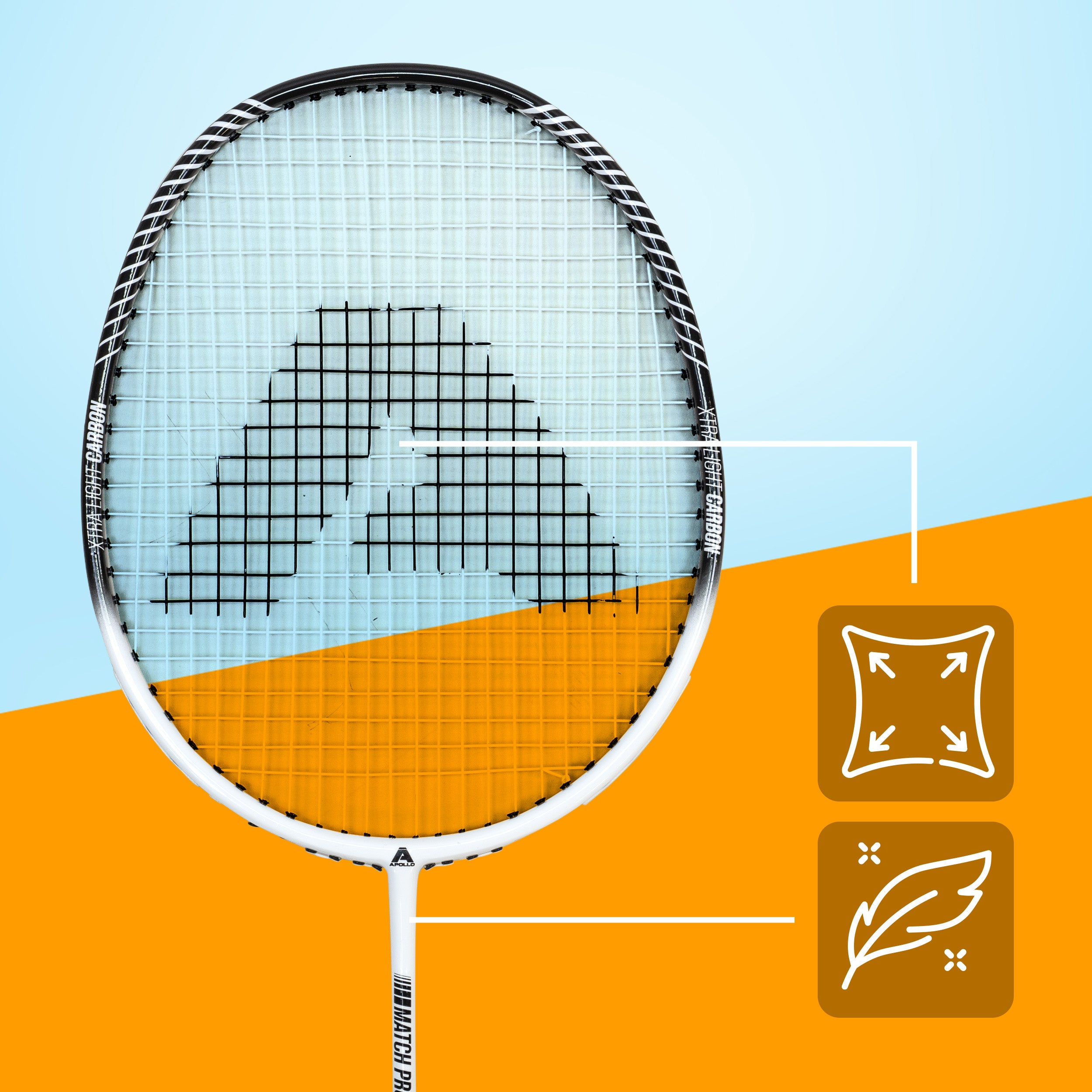 Apollo - Zestaw do badmintona Match Pro 800 – w zestawie: torba, 2 rakiety, lotki - Biały Czarny