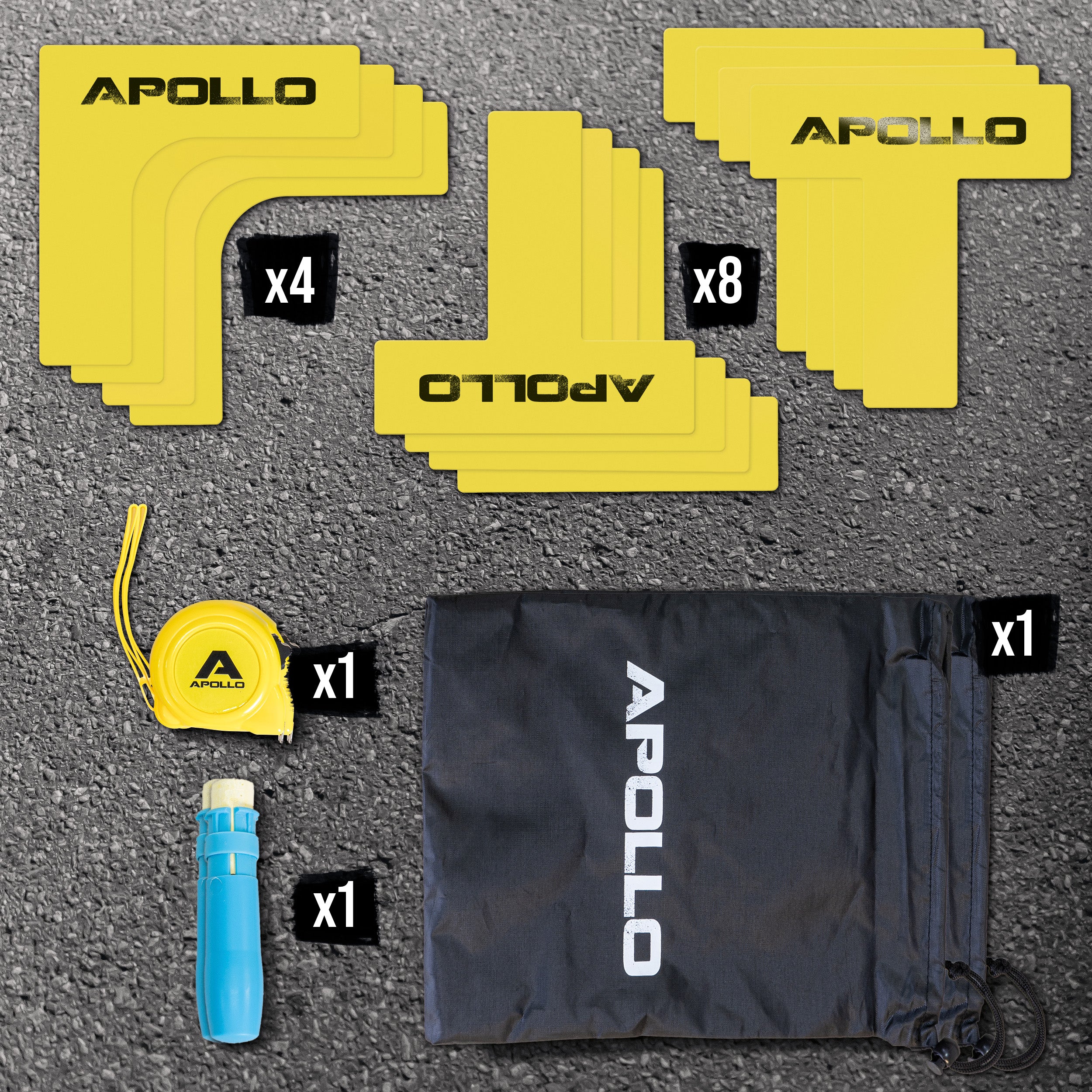 Apollo Funsport PL - Apollo Pickleball Court Marker Set – Zestaw do oznaczania podłogi All-in-One dla precyzji i wszechstronności -